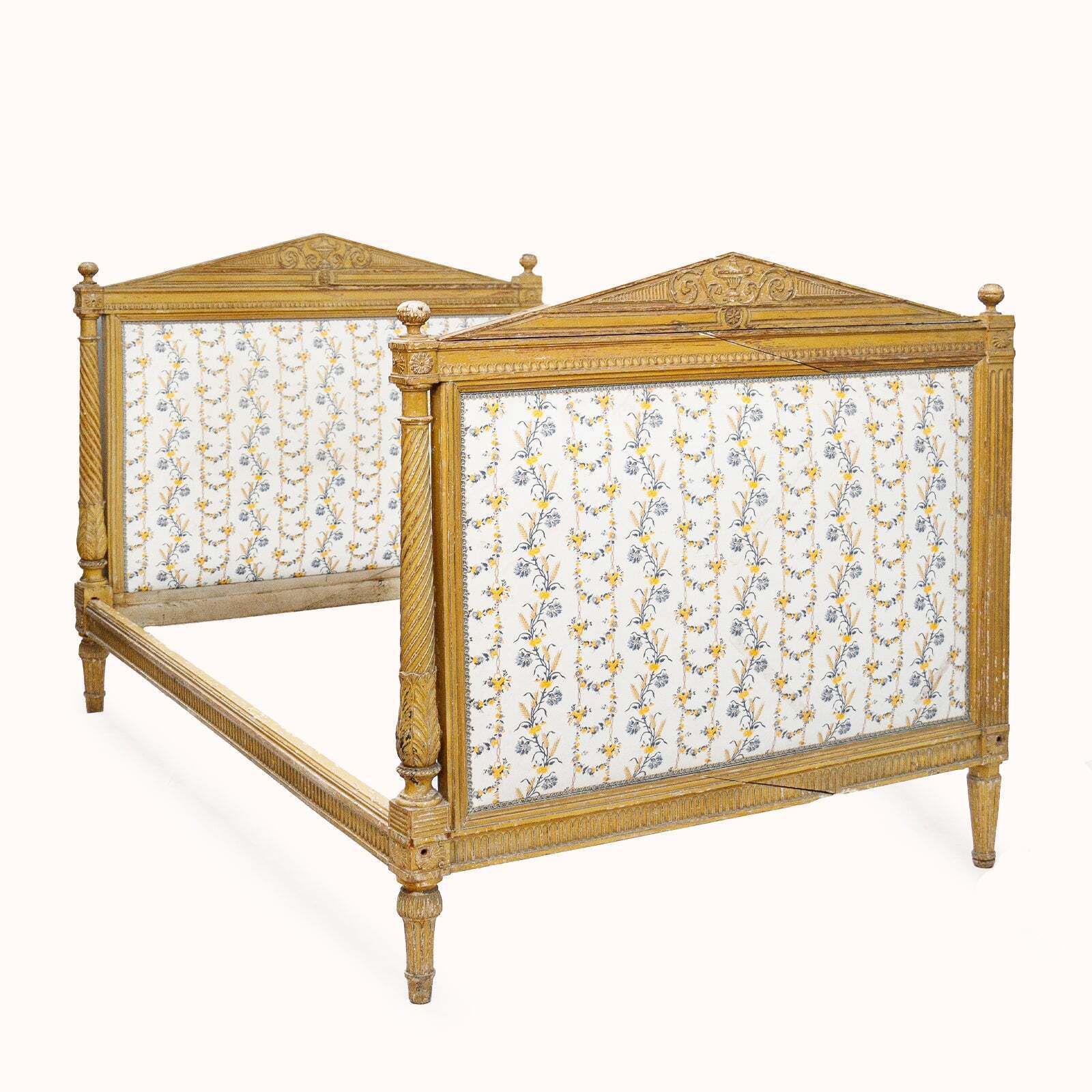 19th C Louis XVI Style Carved And Painted Daybed Bed Frame