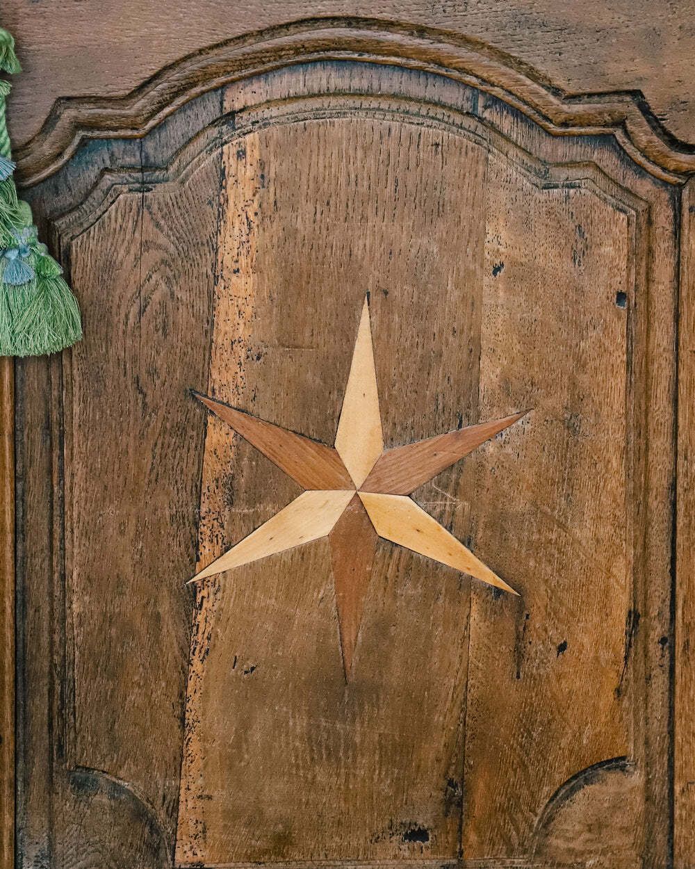 Antique French Louis XV Style Armoire With Star Shaped Inlays photo Furniture