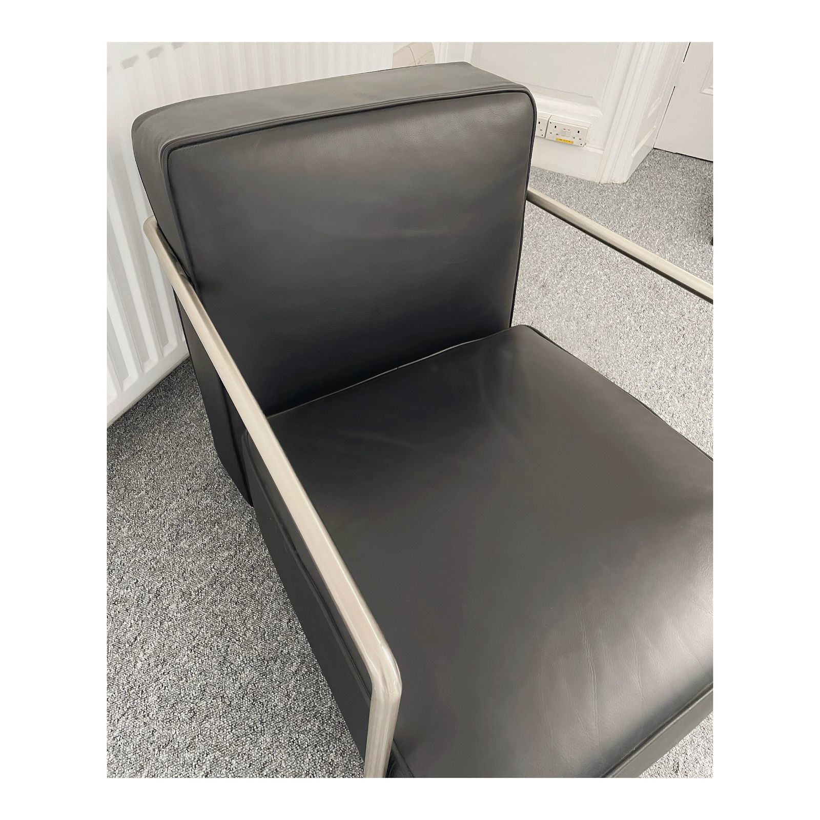 Flexform   Antonio Citterio   Armchair   A.B.C.   Black Leather / Satin Steel photo Furniture