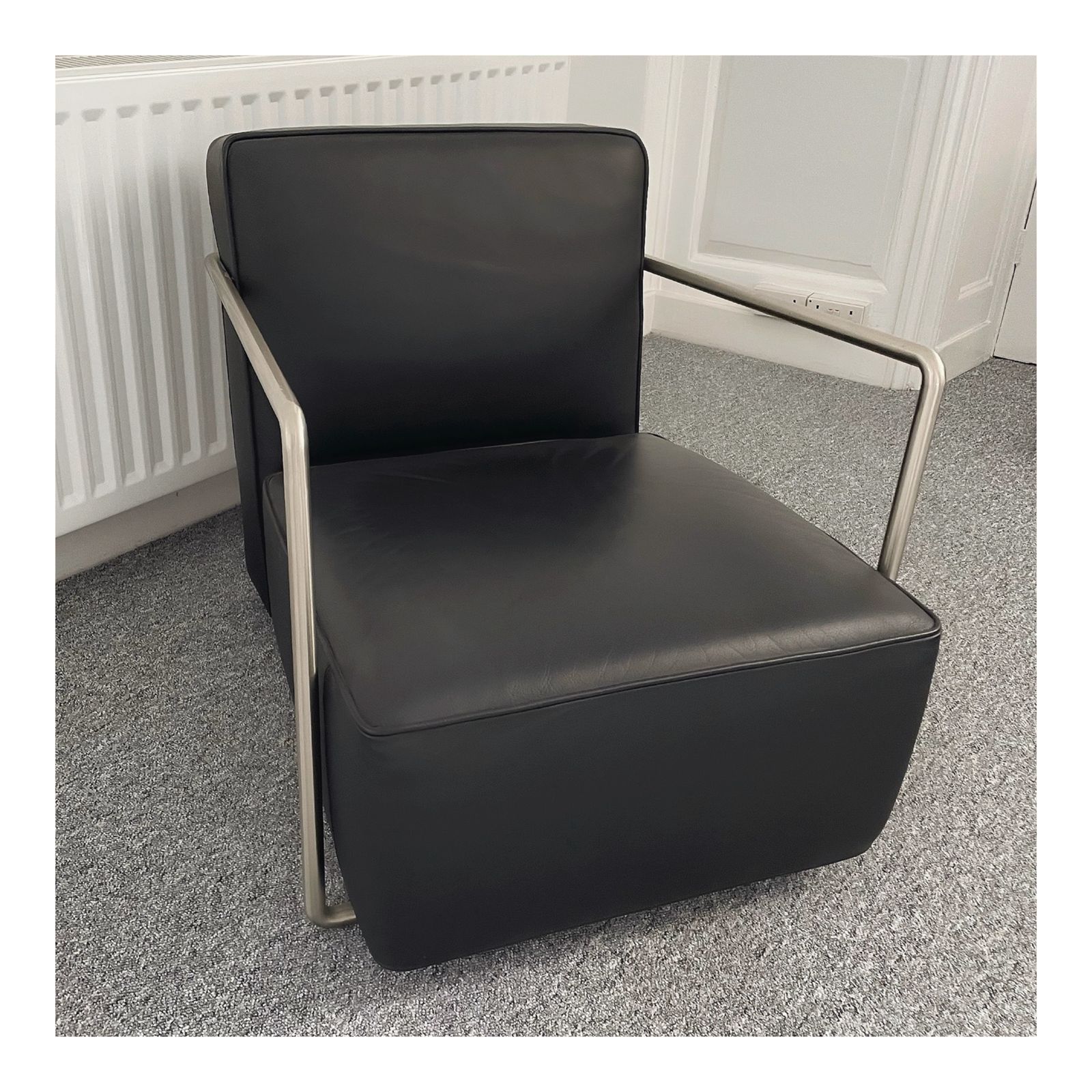Flexform   Antonio Citterio   Armchair   A.B.C.   Black Leather / Satin Steel photo 2345.0