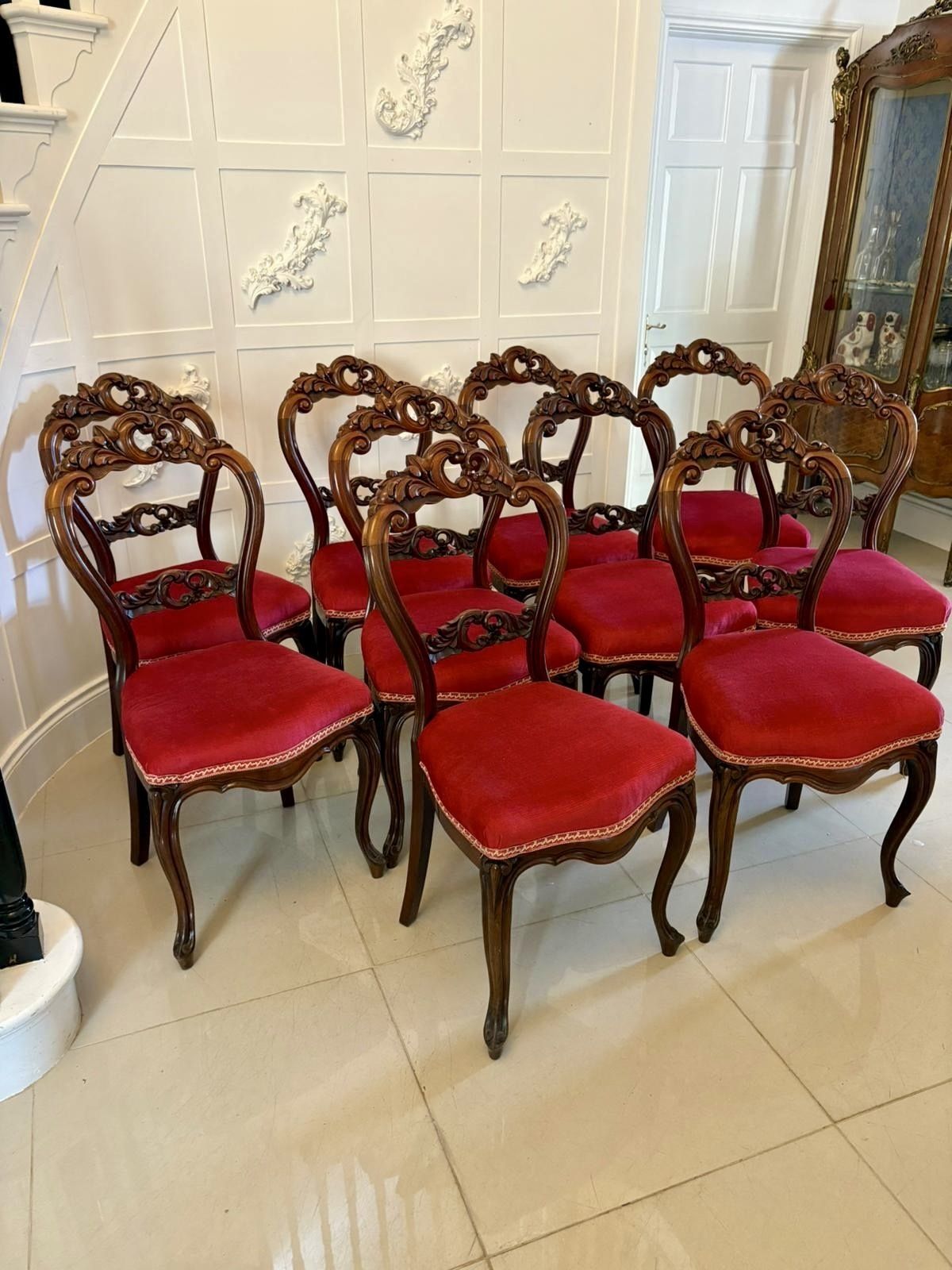 Outstanding Quality Set Of 10 Antique 19th Century Carved Mahogany Dining Chairs