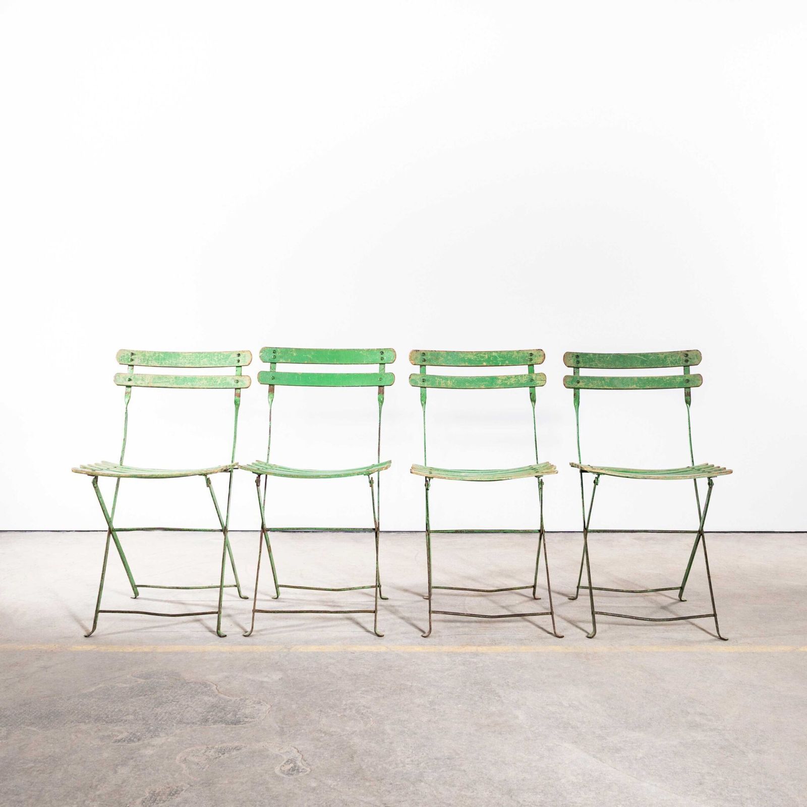 1950’s Slatted Green French Outdoor Folding Chairs – Good Quantity Available photo Garden Furniture