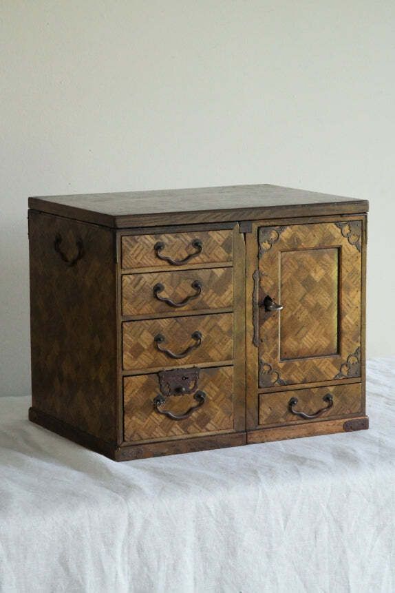 Antique Japanese Meiji Parquetry Scholars Box