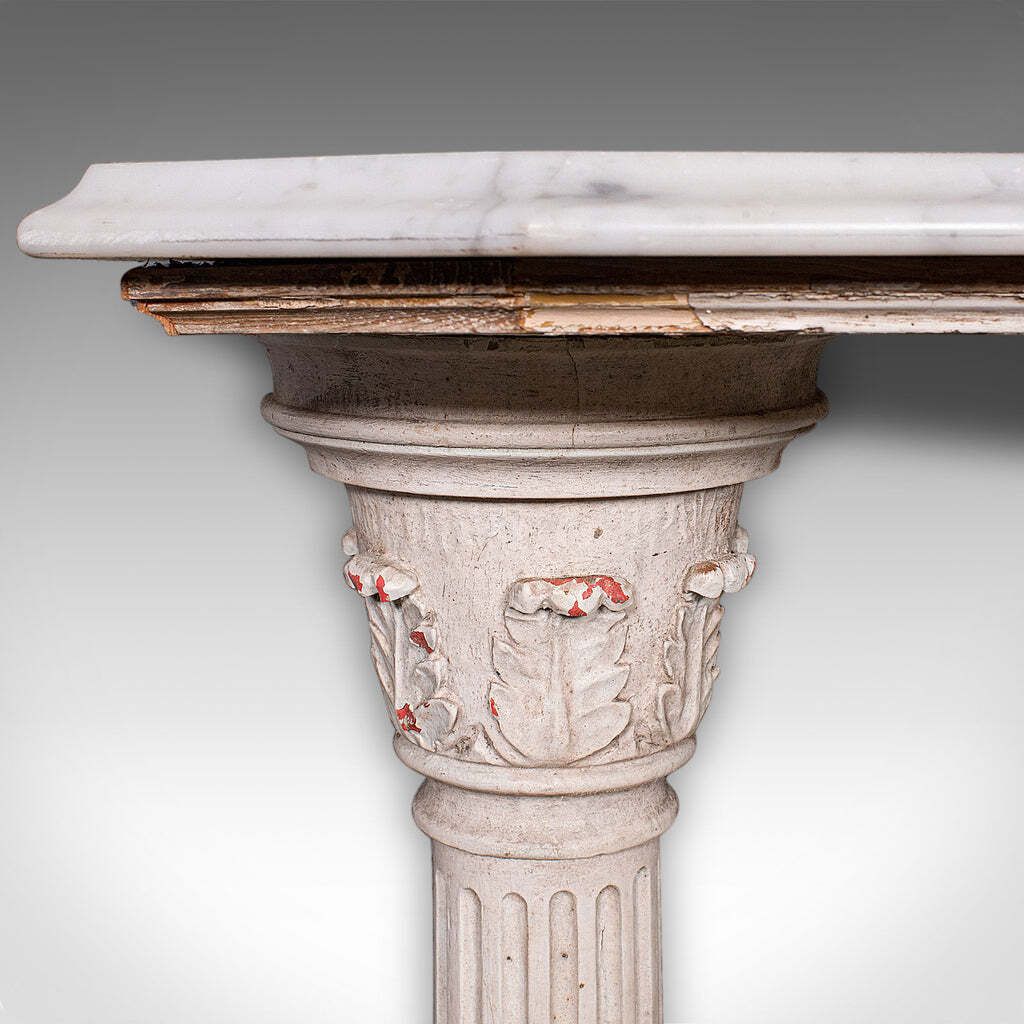 Antique Corinthian Console Table, English Pine, Marble, Hallway Stand, Victorian photo buy