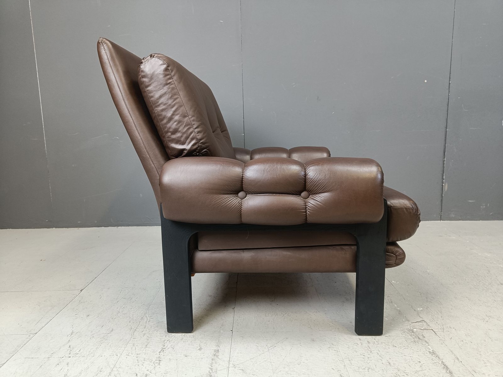 Furniture Pair Of Leather Armchairs Made In Denmark, 1960s photo