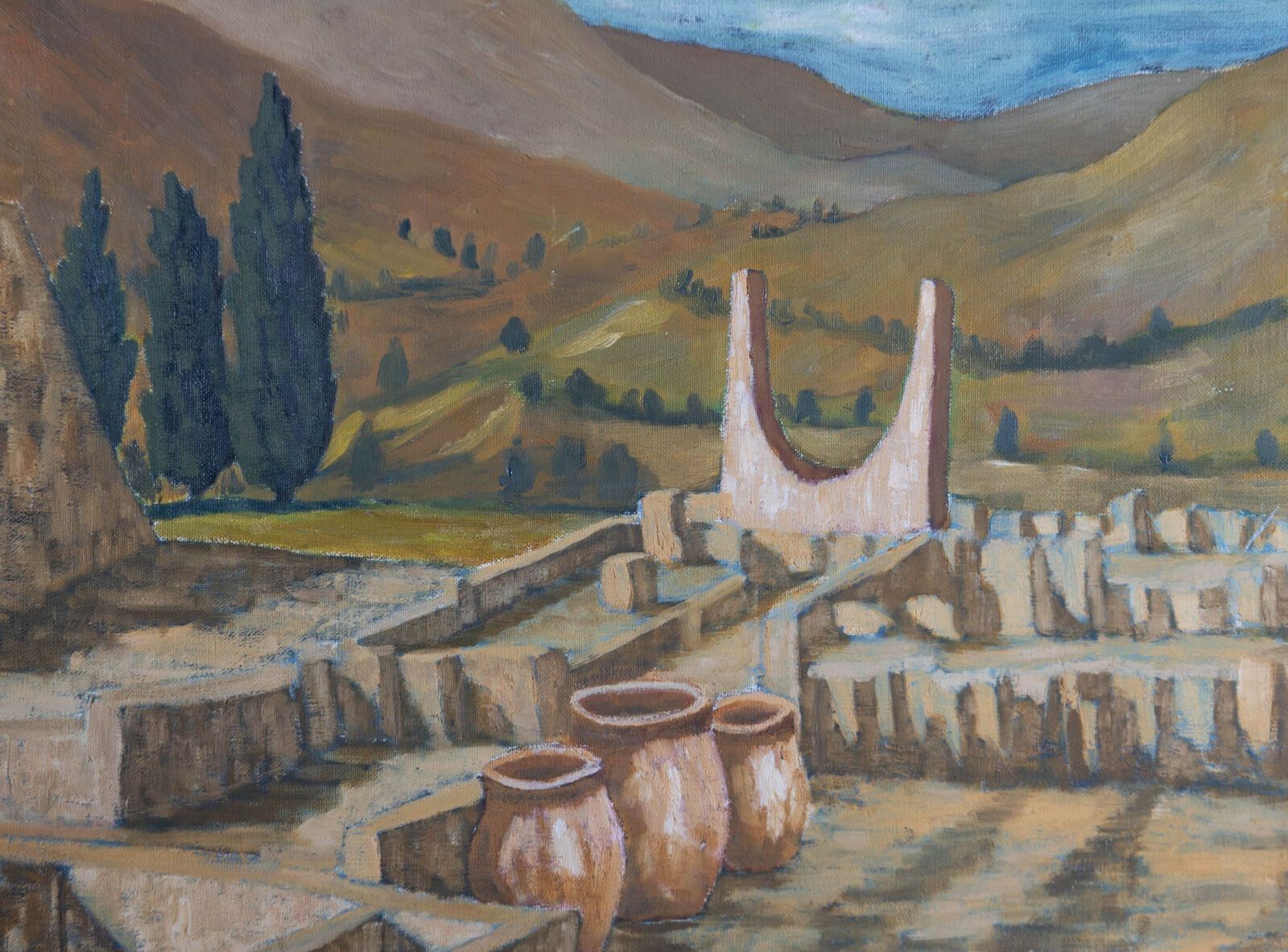 20th Century Oil   Ancient Ruins Of Knossos, Minoan City, Crete
