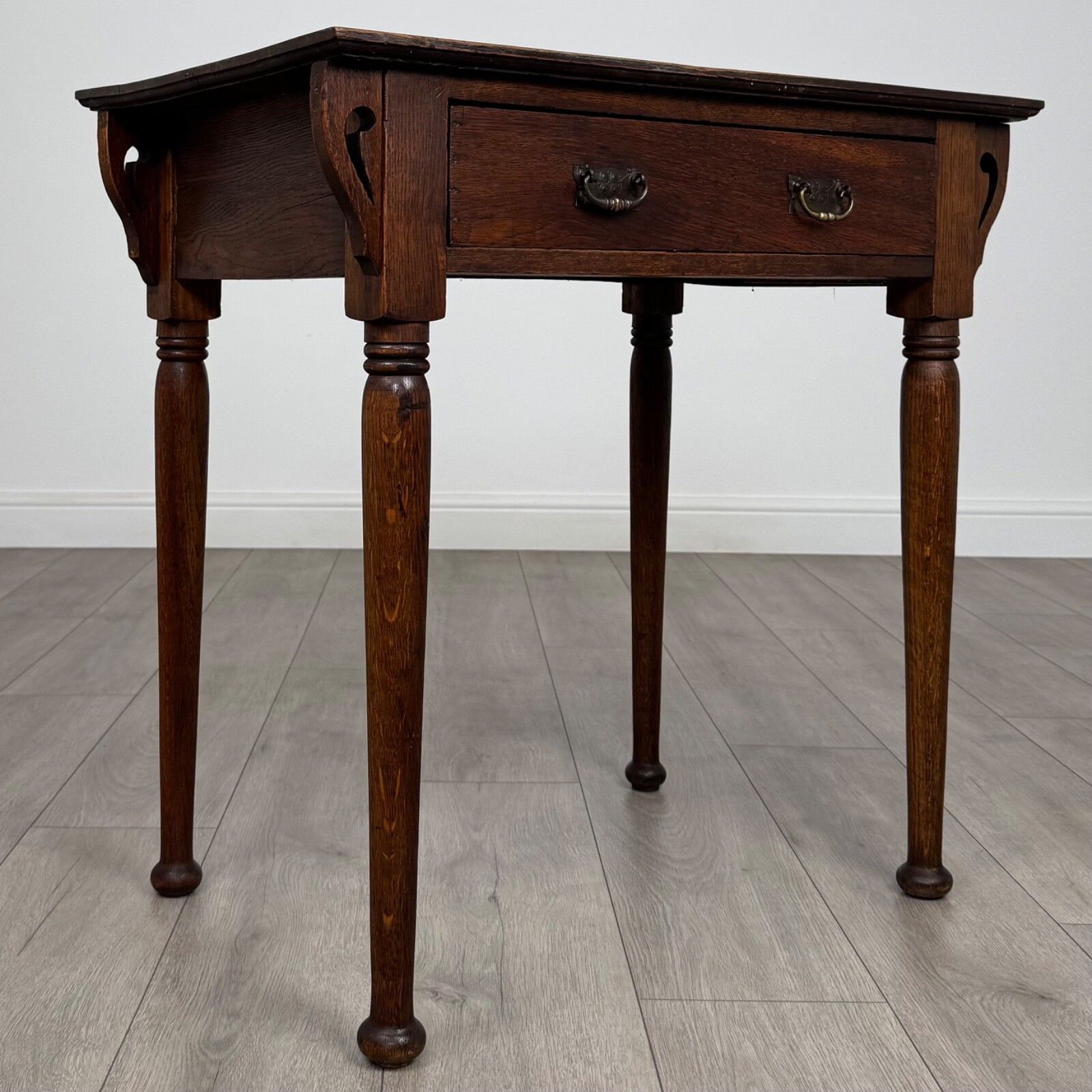 Antique 20th Century Art Nouveau Style Side Table In Oak photo vintage