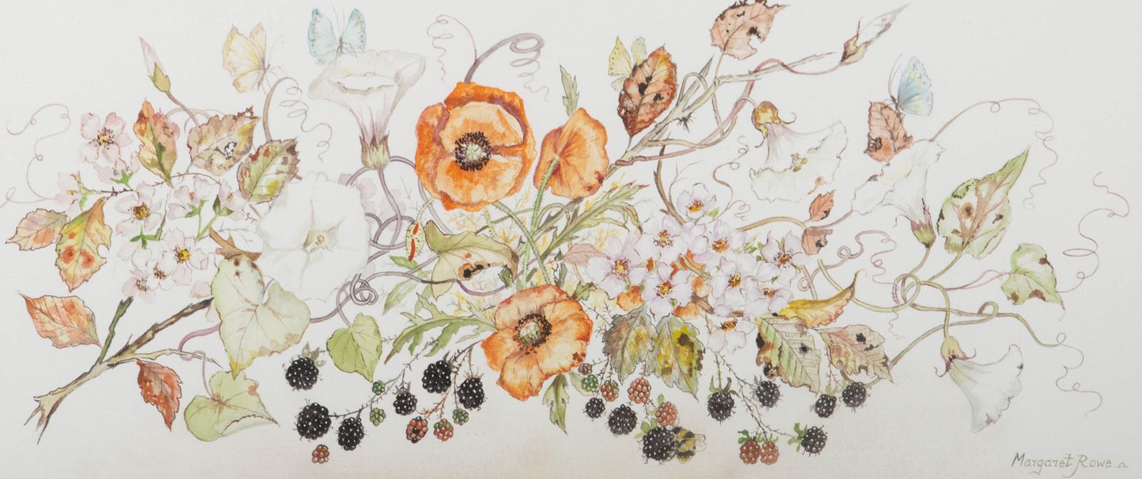 Margaret Rowe   20th Century Watercolour, Flowers And Berries photo furniture
