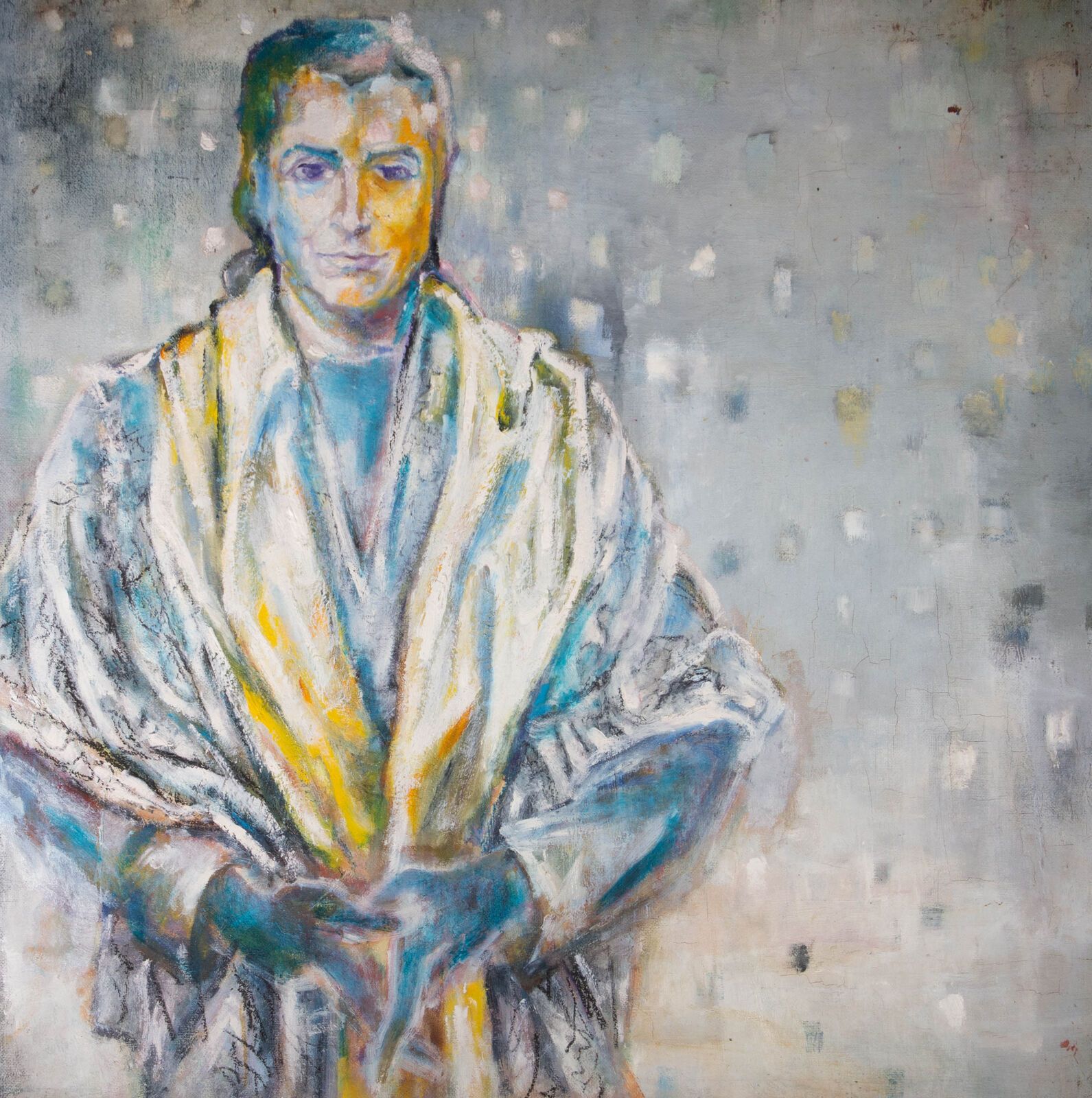 Mircea Marosin (1921 2007)   20th Century Oil, Woman In Shawl