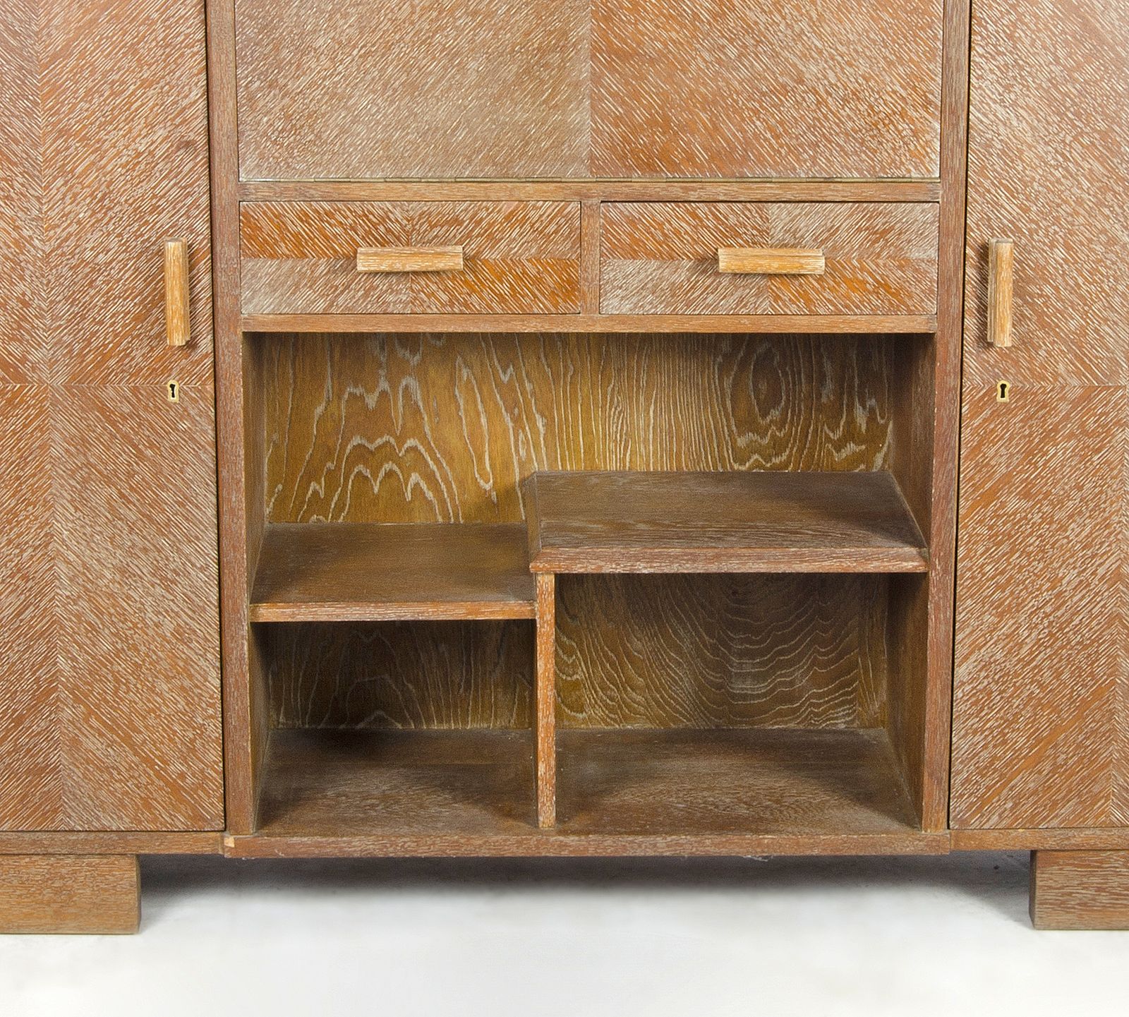 1930s Art Déco Veneered Wood Secretary Cabinet With Multiple Compartments In Jacques Adnet Style, France photo vinterior