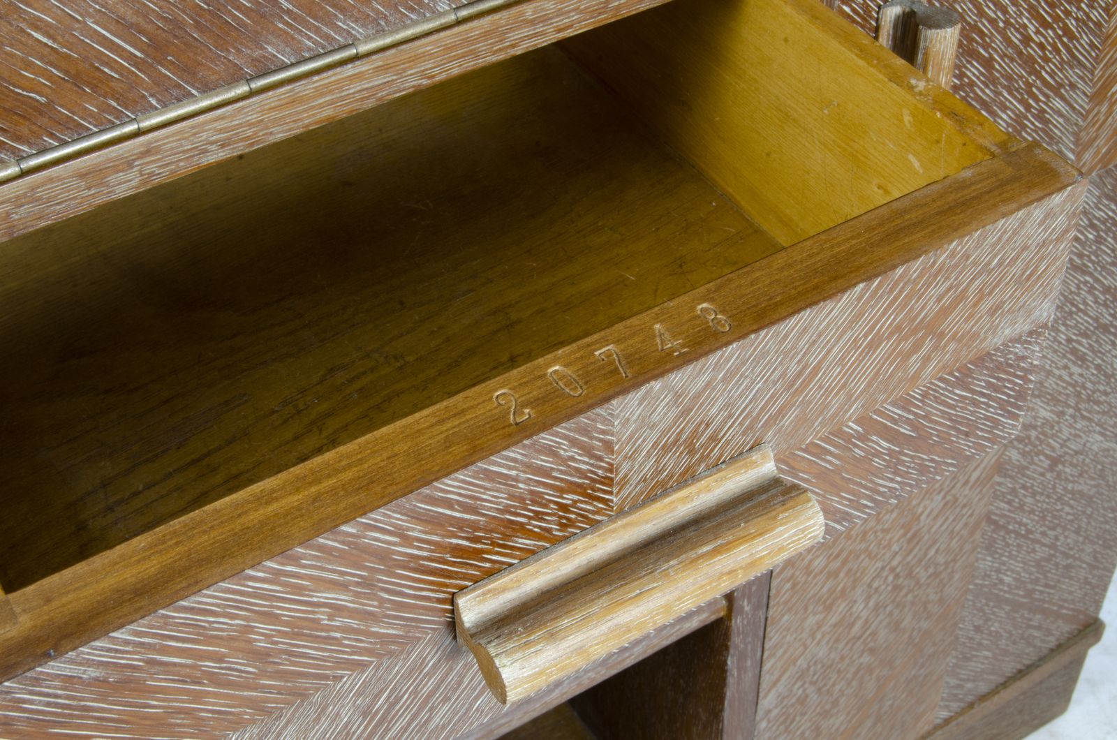 1930s Art Déco Veneered Wood Secretary Cabinet With Multiple Compartments In Jacques Adnet Style, France photo vintage