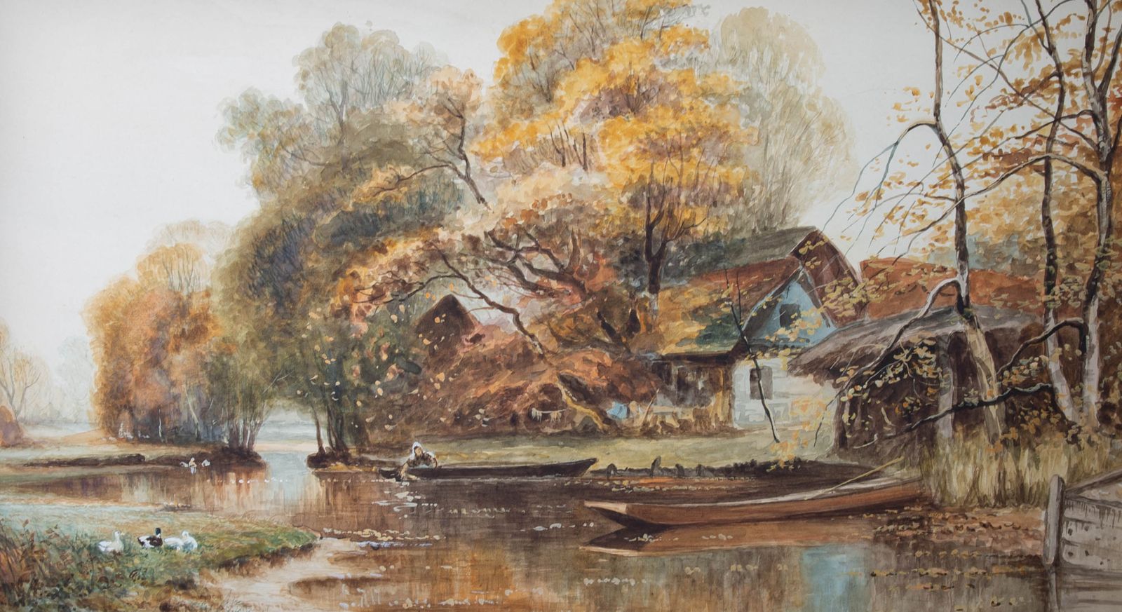 A. W. Williams   Early 20th Century Watercolour, Cottage By A River photo furniture