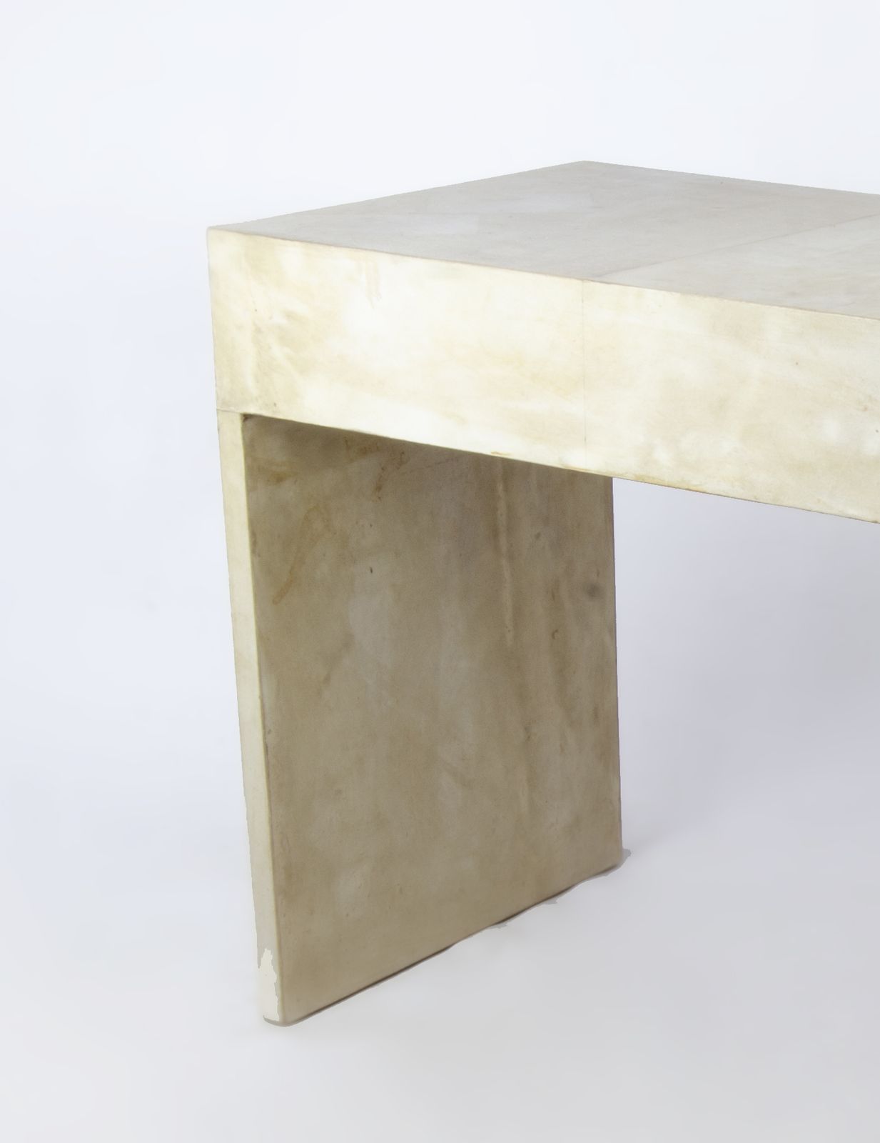 Early 20th Century Art Déco Wooden Desk With Parchment Paper Cover Designed By Jean Michel Frank For Comte S.A., Argentina photo for sale