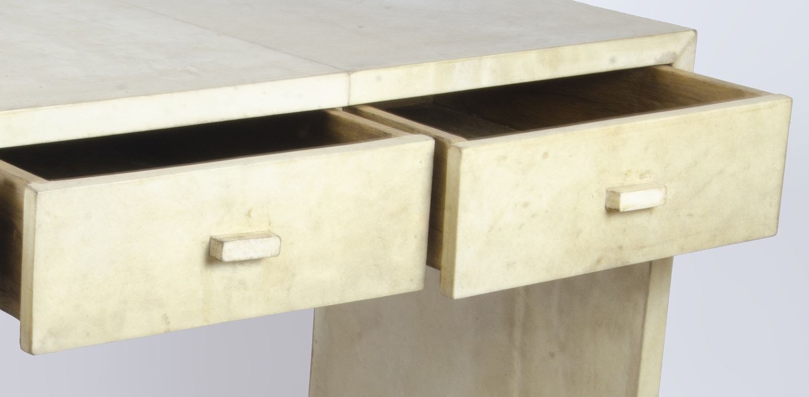 Early 20th Century Art Déco Wooden Desk With Parchment Paper Cover Designed By Jean Michel Frank For Comte S.A., Argentina photo Furniture