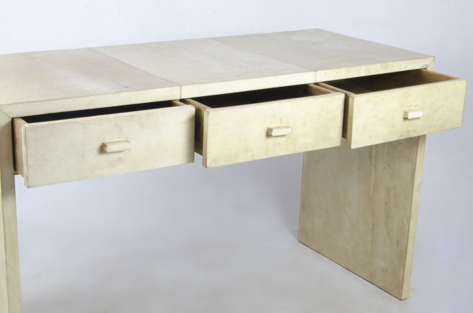 Early 20th Century Art Déco Wooden Desk With Parchment Paper Cover Designed By Jean Michel Frank For Comte S.A., Argentina photo buy