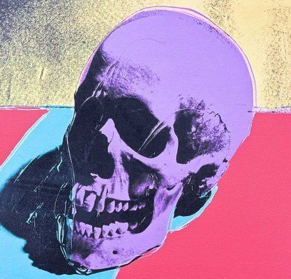 After Andy Warhol, Skull On A Red Background, 1980s, Print photo furniture