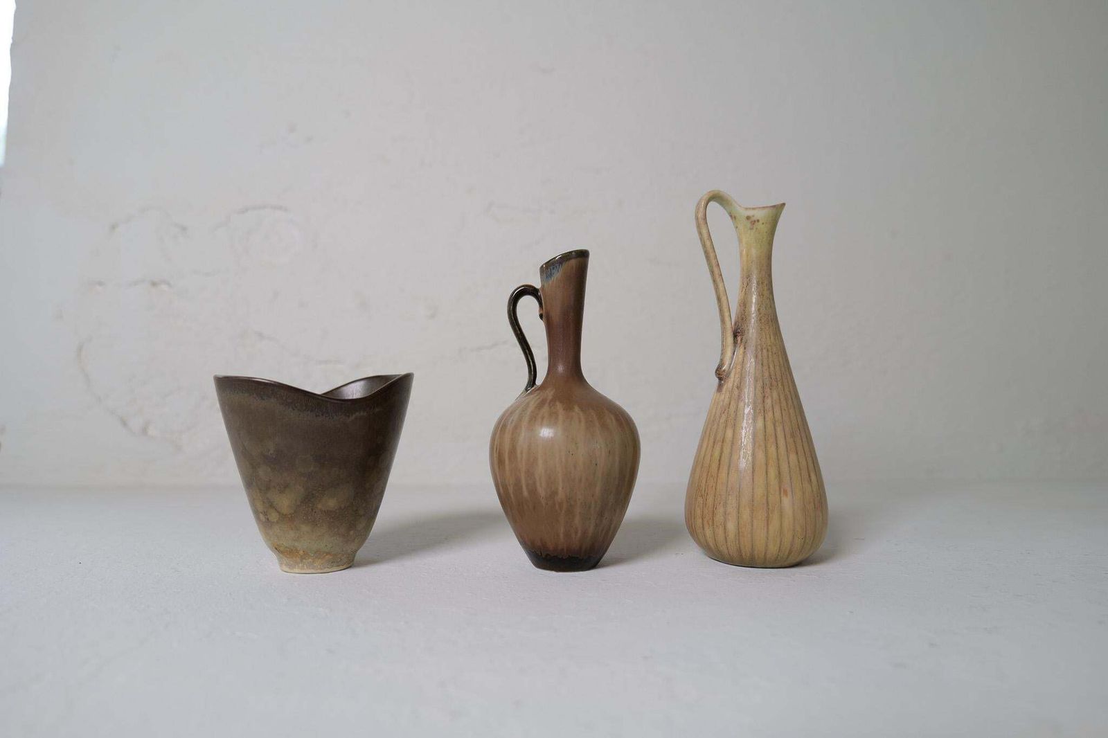 Collection Of 3 Ceramic Vessels By Gunnar Nylund Rörstrand Sweden, 1950s photo vinterior