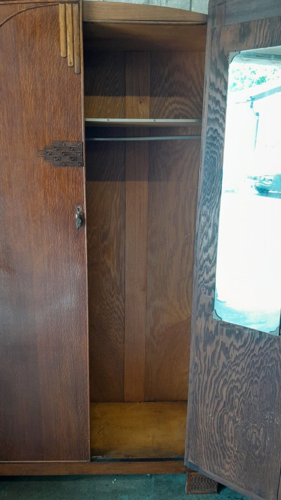 photo for sale Art Deco Solid Oakb 2 Door Wardrobe With Original Handles  Lock And Key