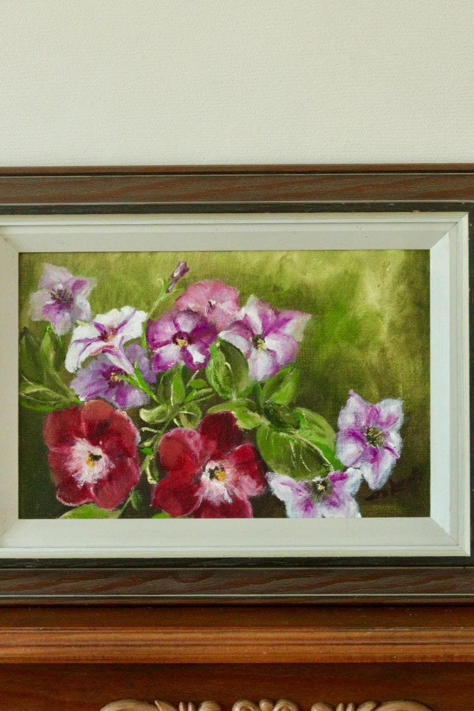 Original Swedish Mid Century Oil On Canvas "Flowers"   Vintage & Framed photo for sale
