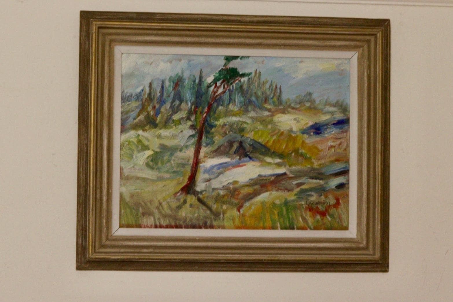 Mid Century Original Swedish Oil On Panel "Landscape" By E Kellstrom  Vintage & Framed photo for sale