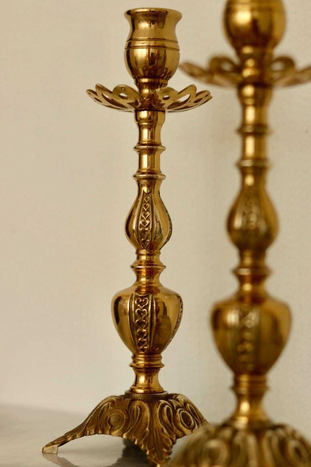 Pair Of Mid Century Swedish Brass Candle Holders photo furniture