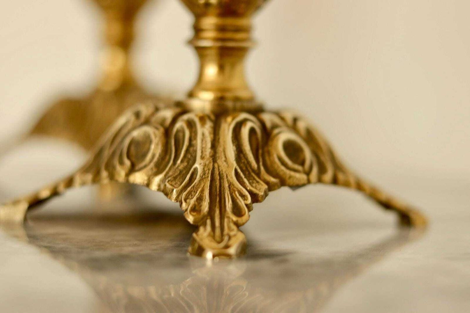 photo for sale Pair Of Mid Century Swedish Brass Candle Holders