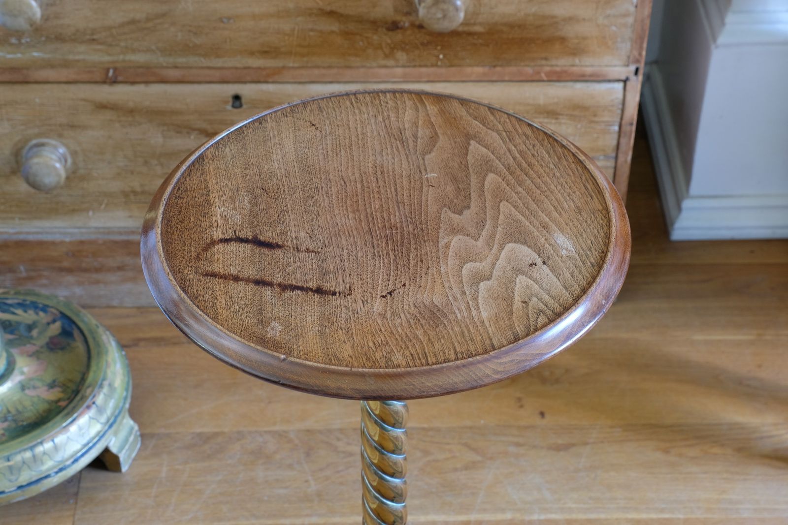 Antique Brass Telescopic Wine Table With Twisted Column And Lions Paw Feet photo furniture