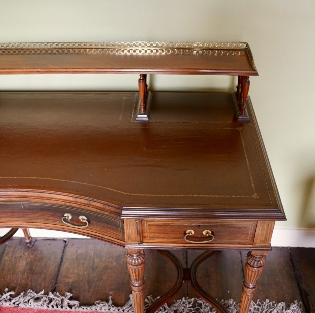 Victorian Rosewood And Brass Strung Writing Desk By Collinson & Lock Of London photo Furniture
