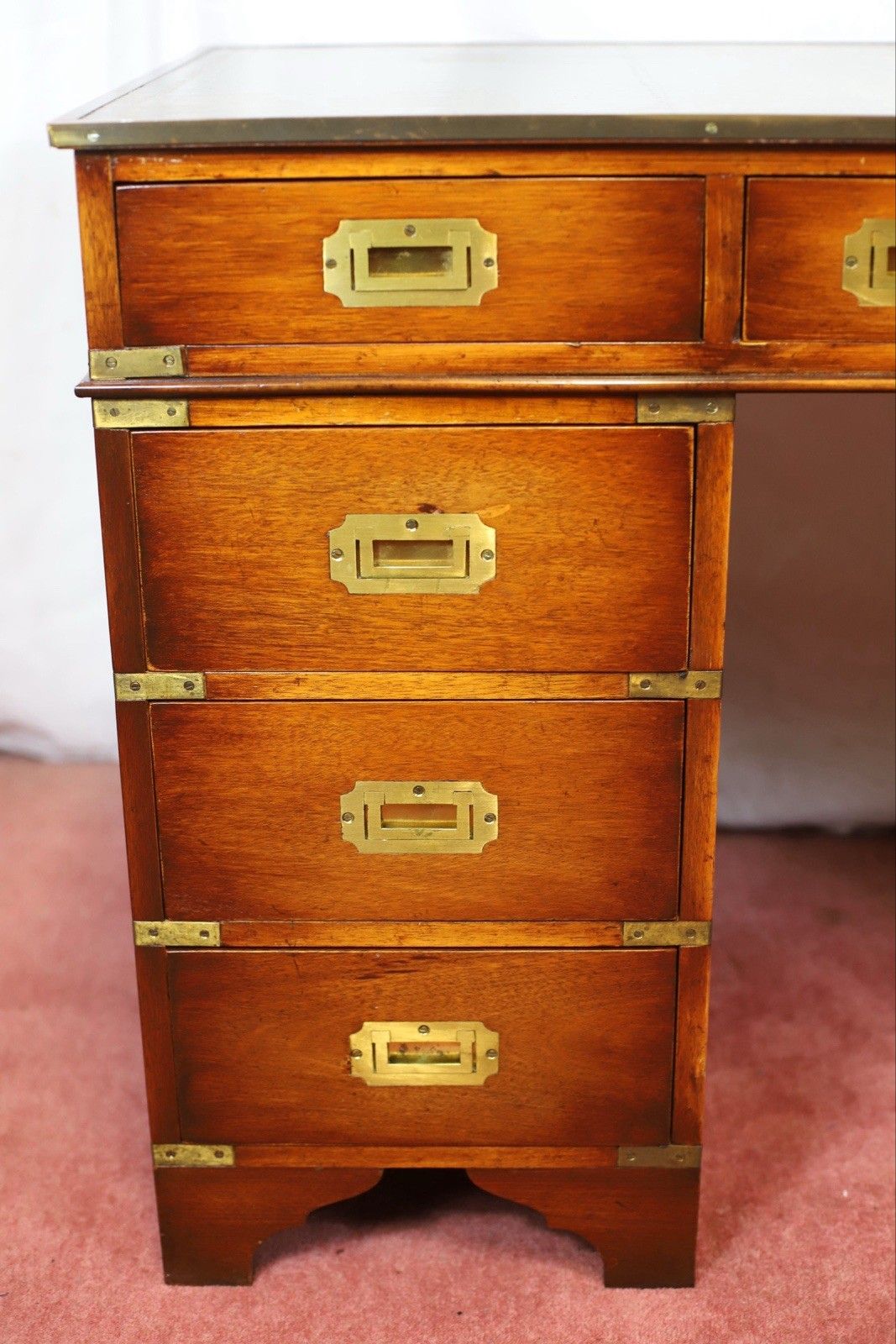 Lovely Military Campaign Style Pedestal Desk photo 1495.0