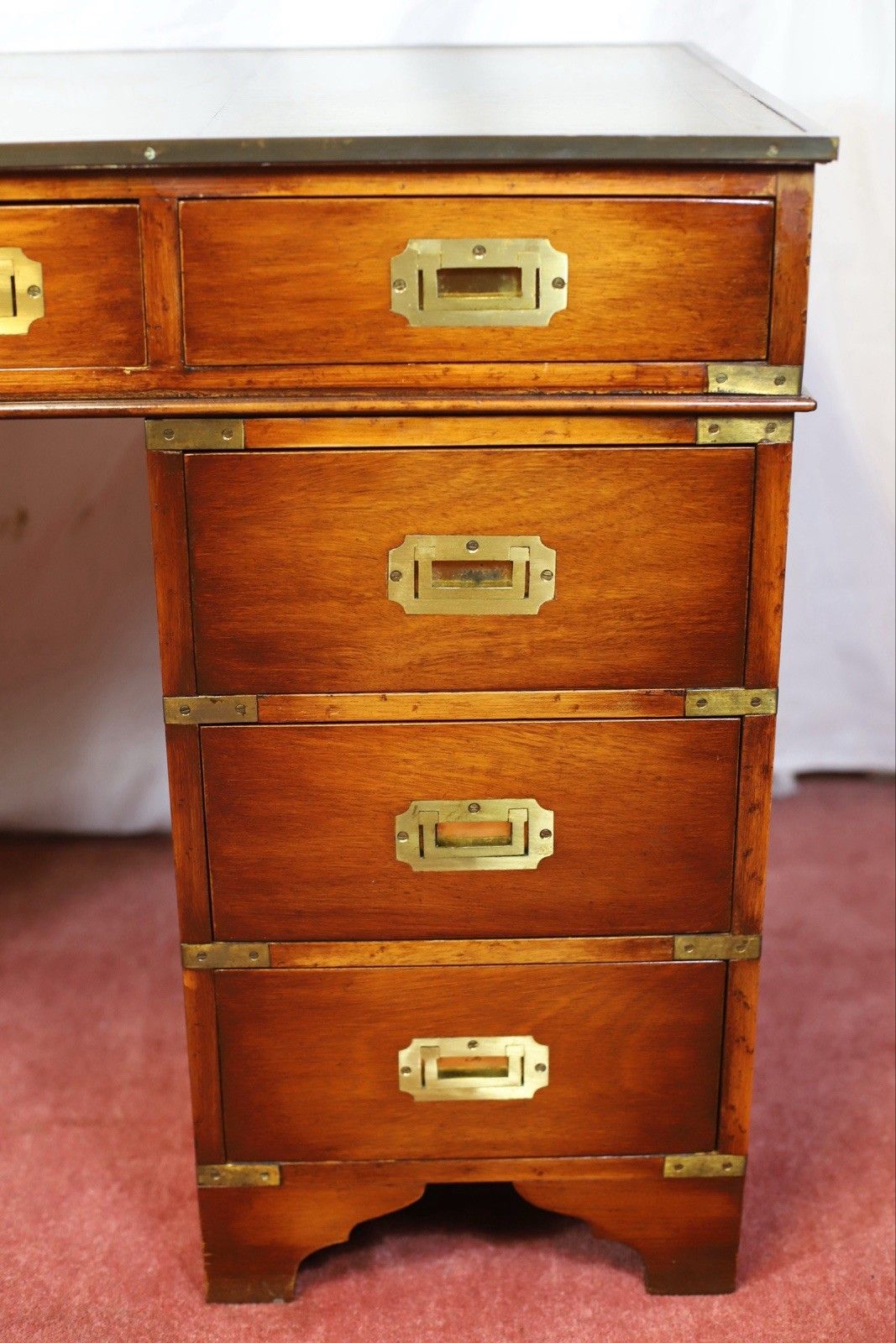 Lovely Military Campaign Style Pedestal Desk photo buy