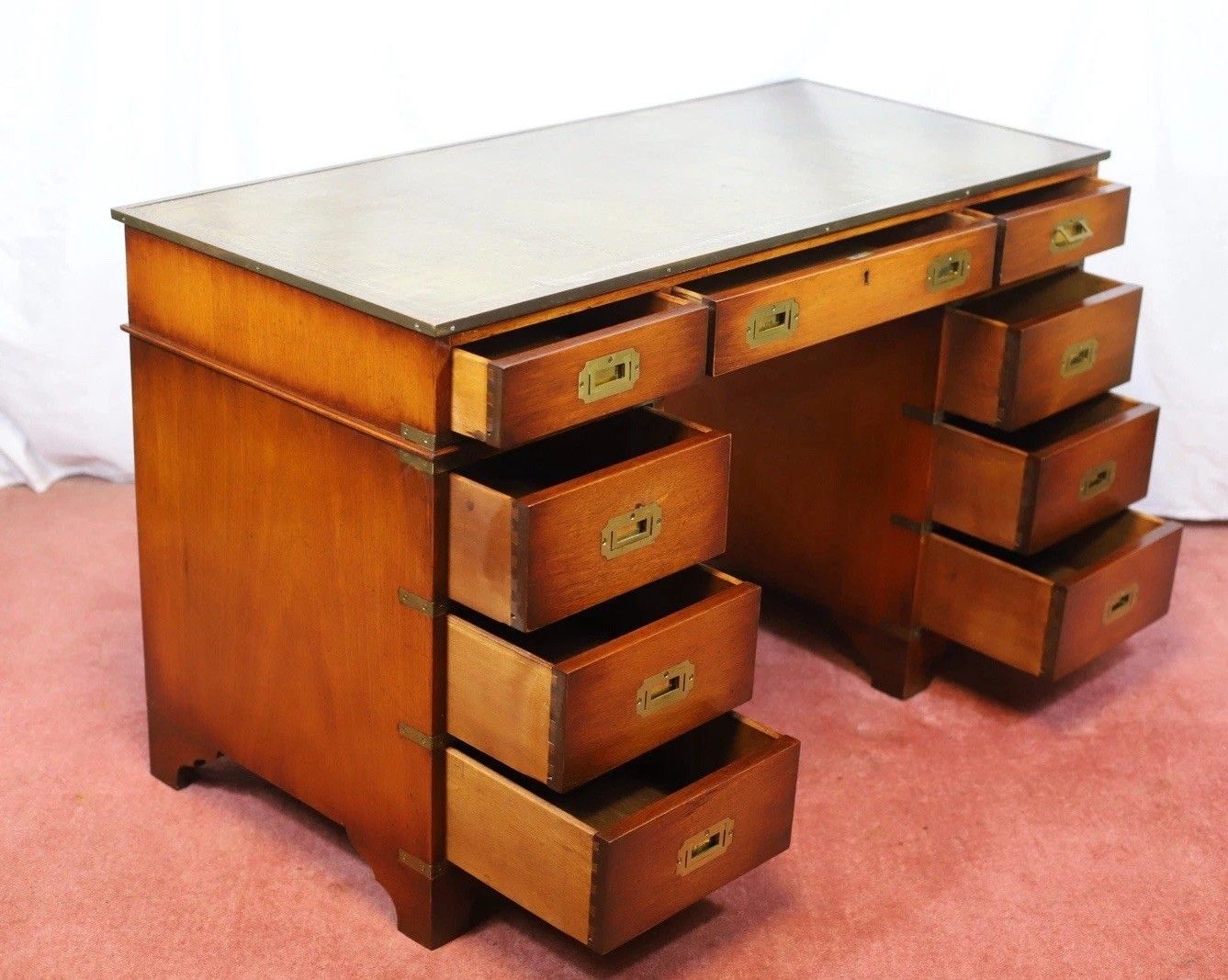 photo vinterior Lovely Military Campaign Style Pedestal Desk