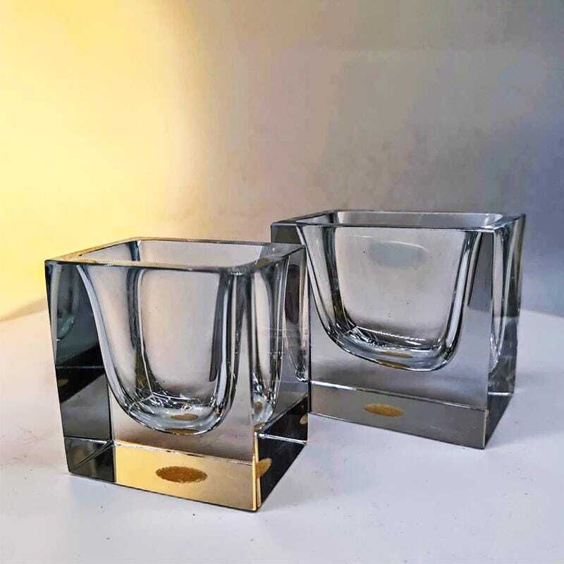 1960s Set Of 2 Rectangular Transparent Ashtray Or Catch All In Murano Glass By Flavio Poli For Seguso. Made In Italy. photo buy