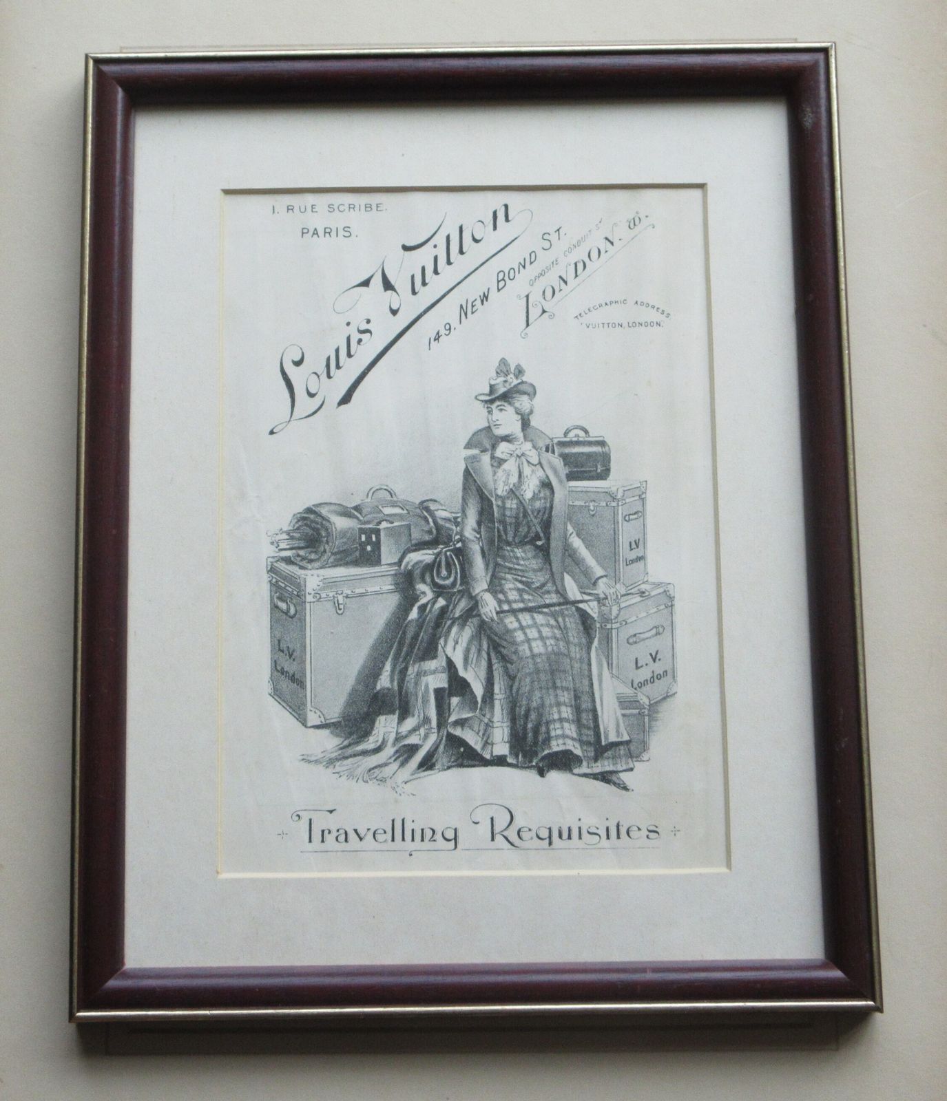 An Original C1900 Advert For Louis Vuitton ~ ‘Louis Vuitton 149 Bond St London W. ~ Travelling Requisites’
