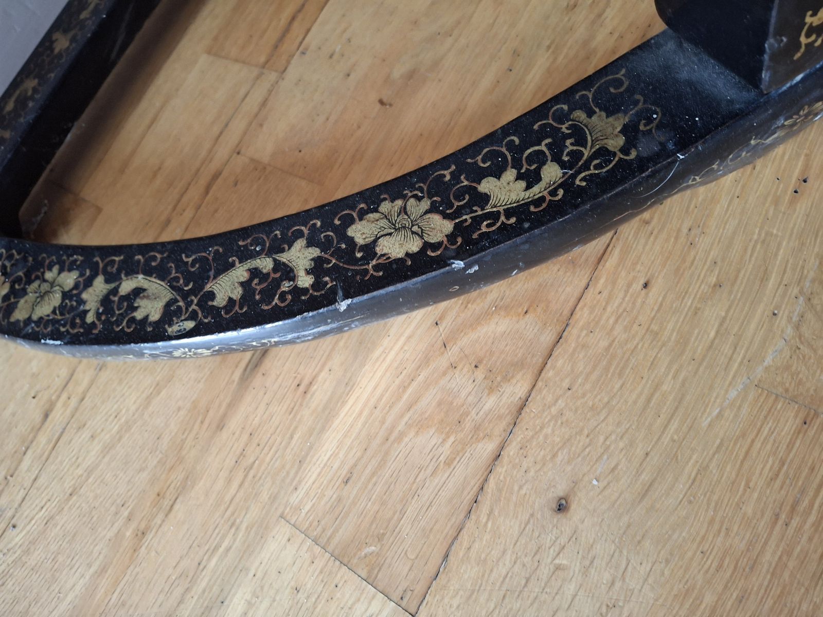 Late 19th Export Gilt And Black Lacquered Demi Lune Table photo buy