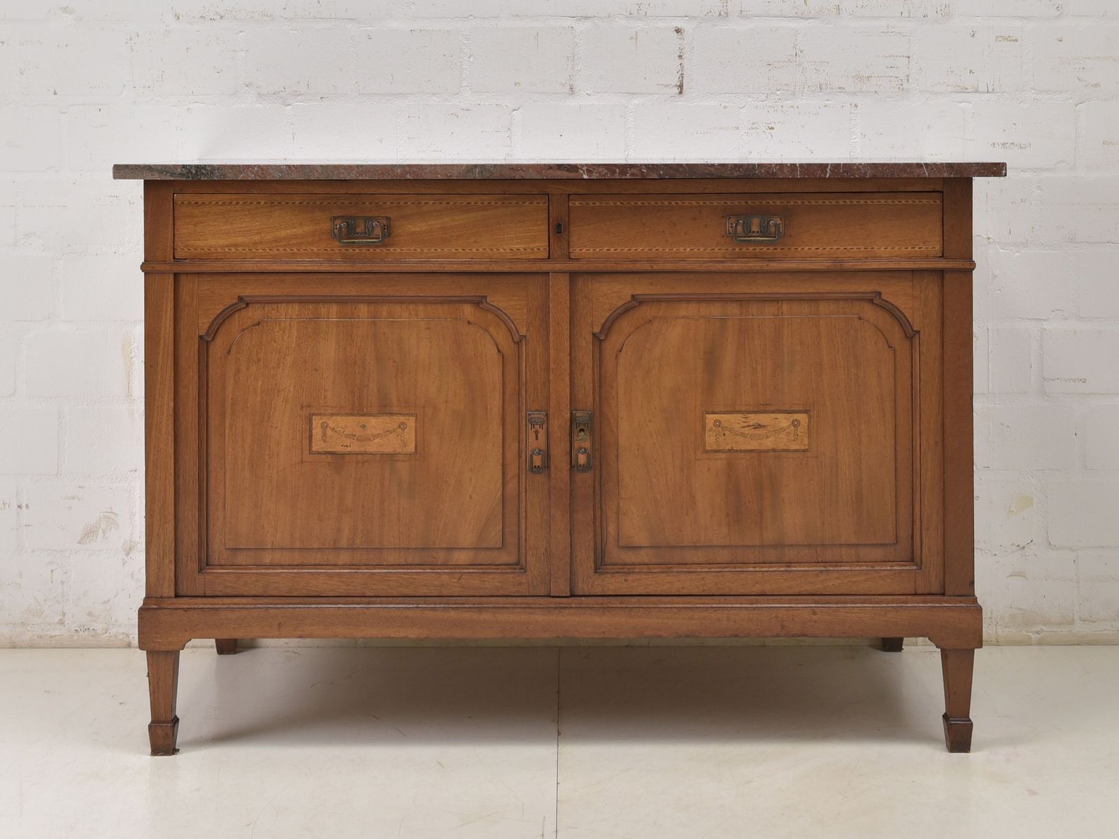 Antique! Chest Of Drawers Restored Mahogany Art Nouveau Marble Sideboard Cabinet photo furniture