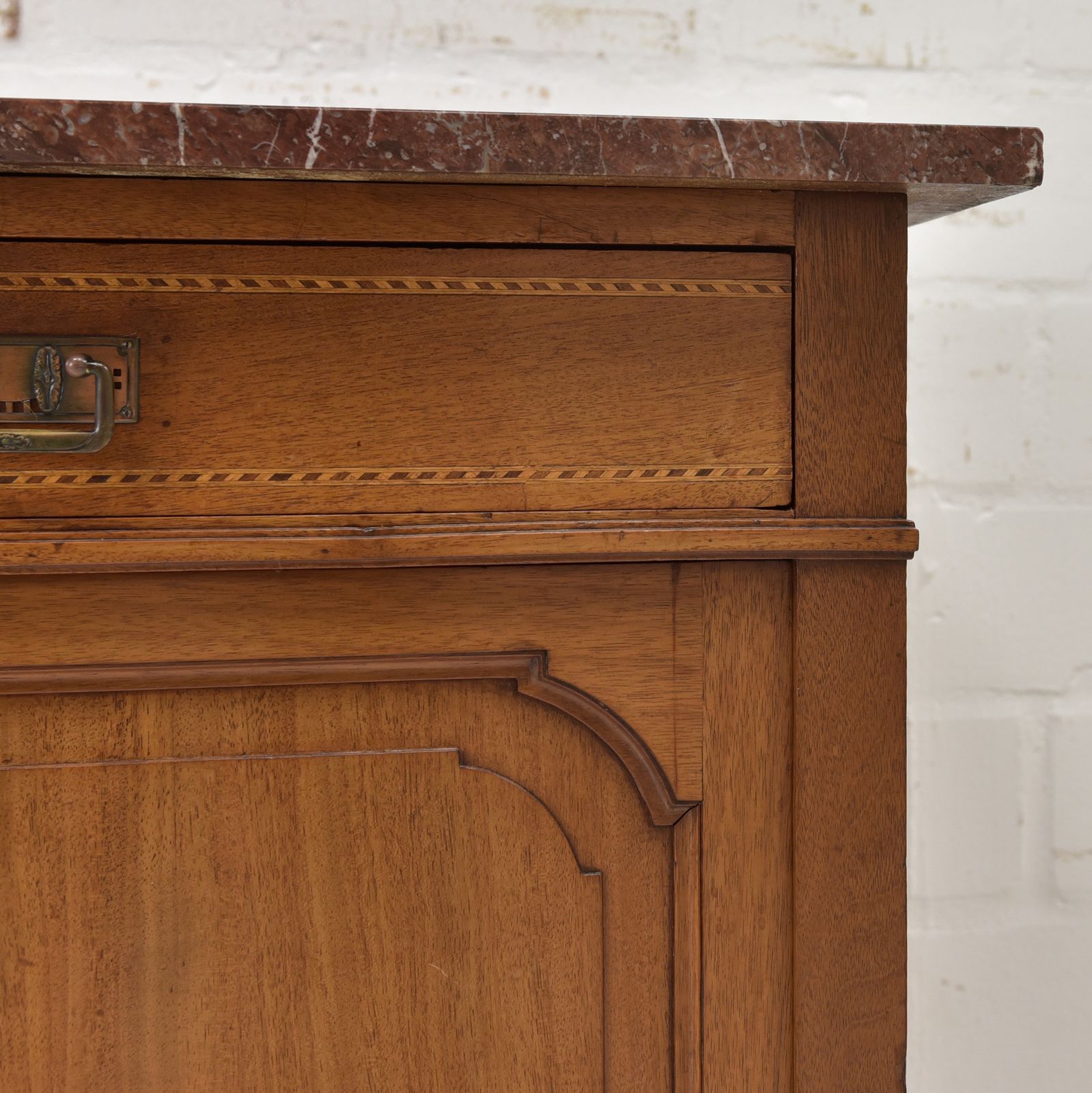 Antique! Chest Of Drawers Restored Mahogany Art Nouveau Marble Sideboard Cabinet photo vinterior