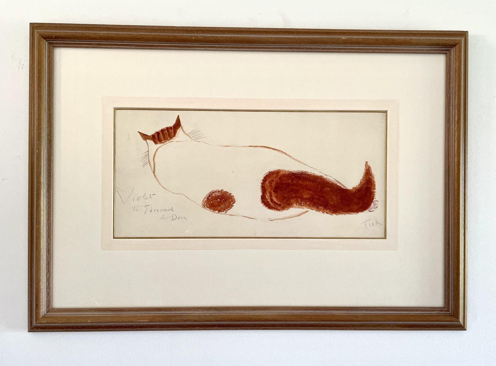 Anne Harriet Sefton "Fish"   20th Century British Watercolour Drawing Of A Cat photo 750.0