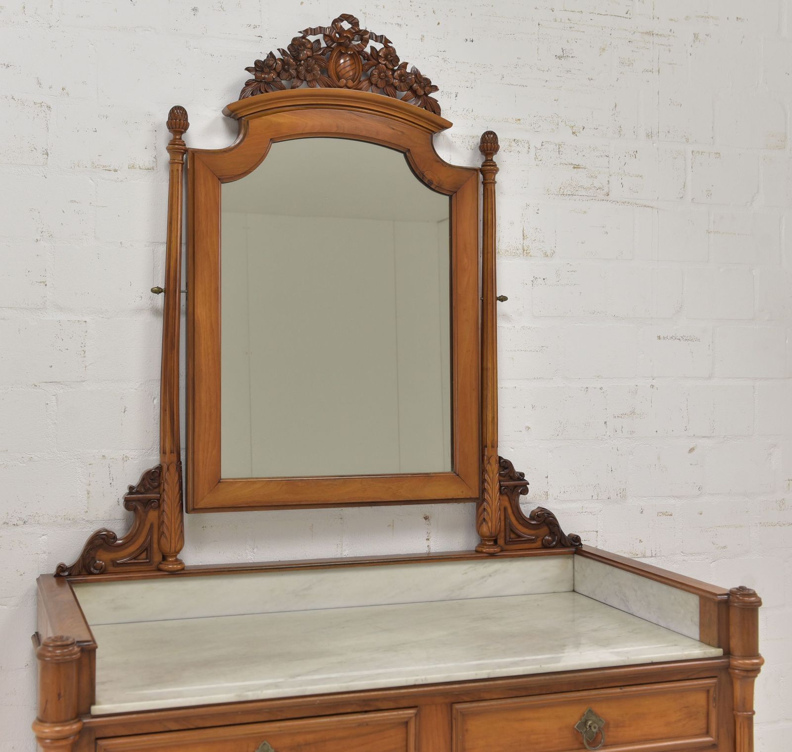photo furniture Antique! Mirrored Chest Of Drawers Restored Cherrywood Vanity Unit Wilhelminian Era Drawers