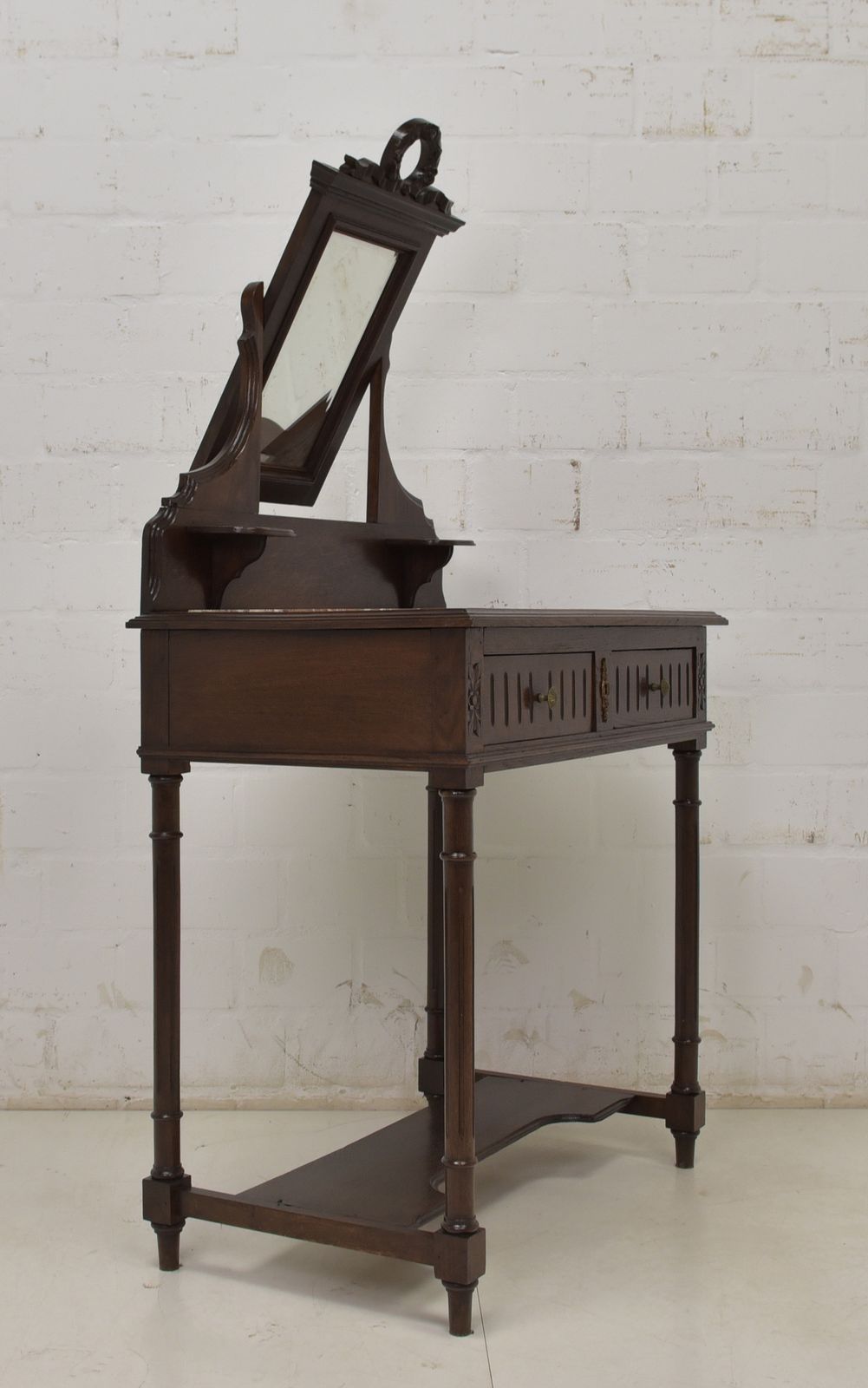 Furniture Antique! Dressing Table Restored Historicism 1900 Solid Oak Console Table photo