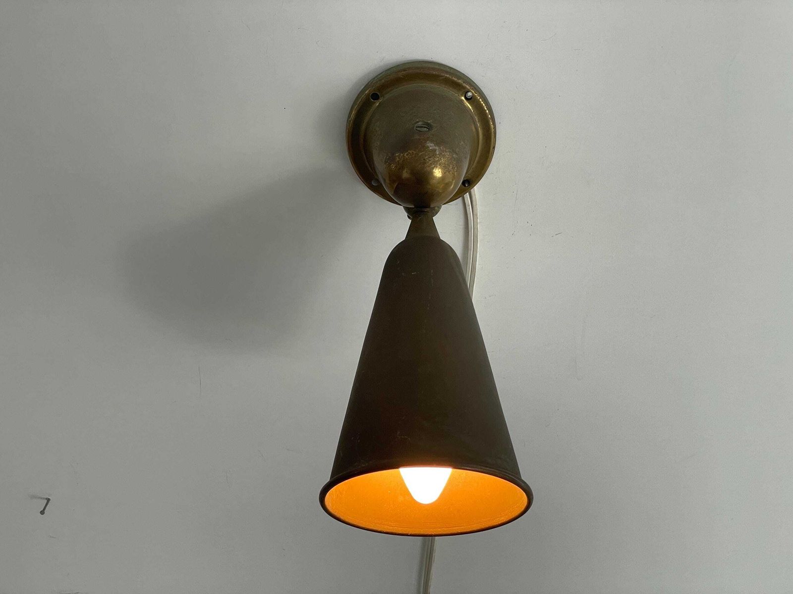 Art Deco Brass Pair Of Wall Lamps, 1940s, Italy photo 1745.0
