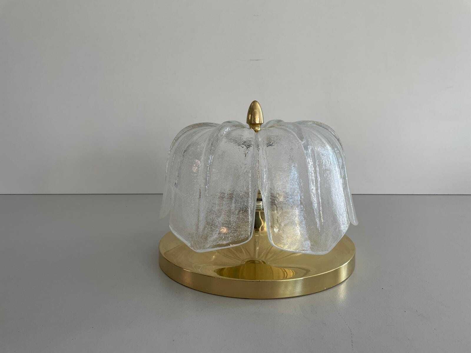 Flower Design Glass And Brass Flush Mount Ceiling Lamp By Limburg, 1960s, Germany photo for sale