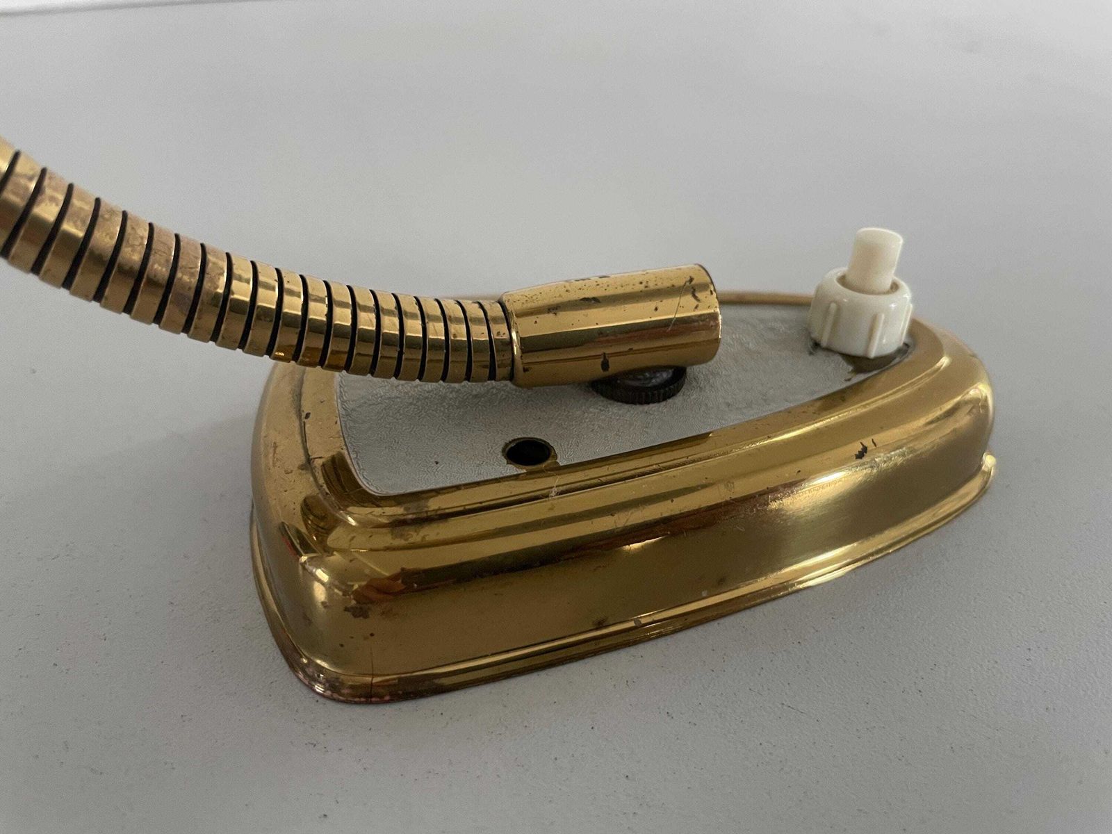 photo for sale Gray Metal And Brass Pair Of Wall Lamps, 1970s, Germany