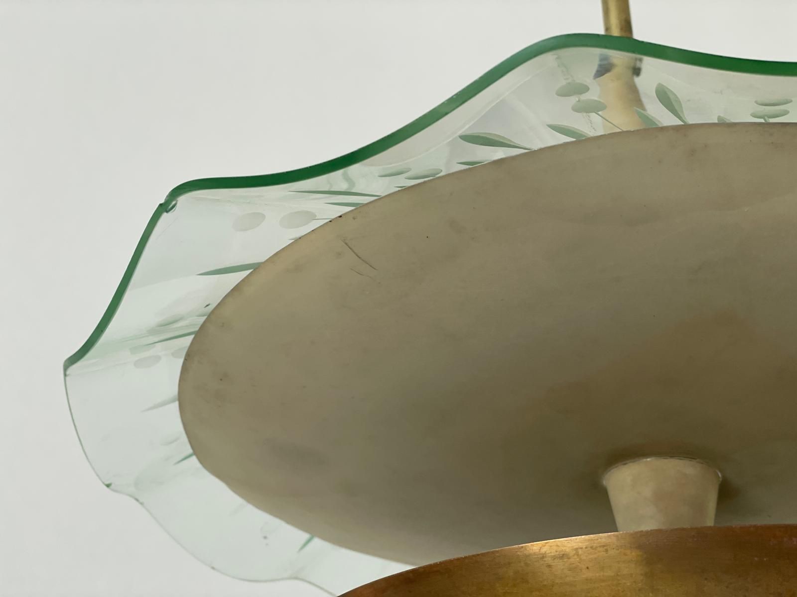 photo furniture Brass And Glass Ceiling Lamp Attributed To Gino Sarfatti For Arteluce, 1950s, Italy