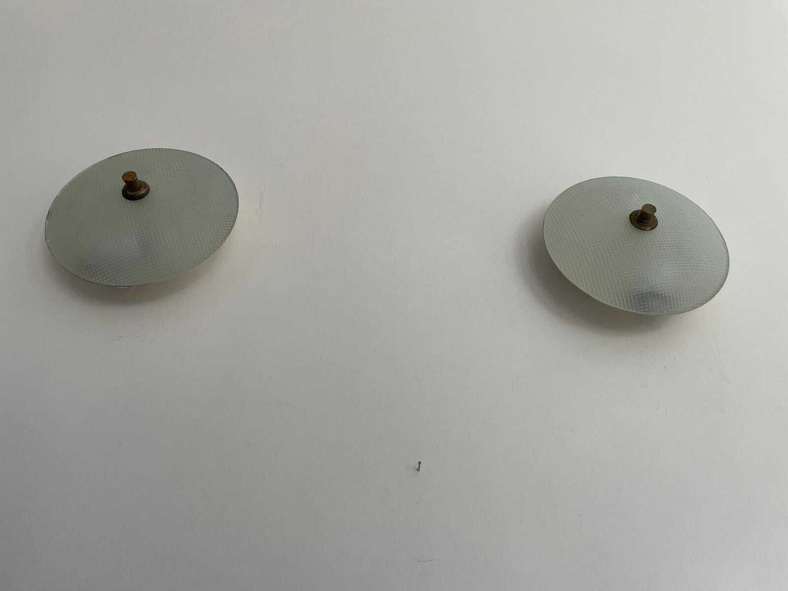 photo furniture Textured Glass And White Metal Pair Of Sconces By Oscar Torlasco For Lumi, 1950s, Italy