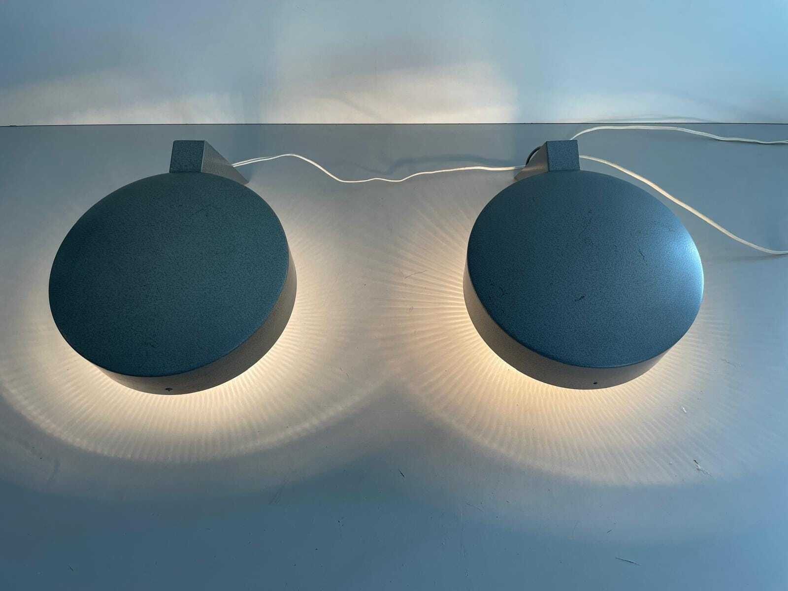 photo furniture Italian Glass And Gray Metal Large Pair Of Industrial Outdoor Sconces, 1950s, Italy