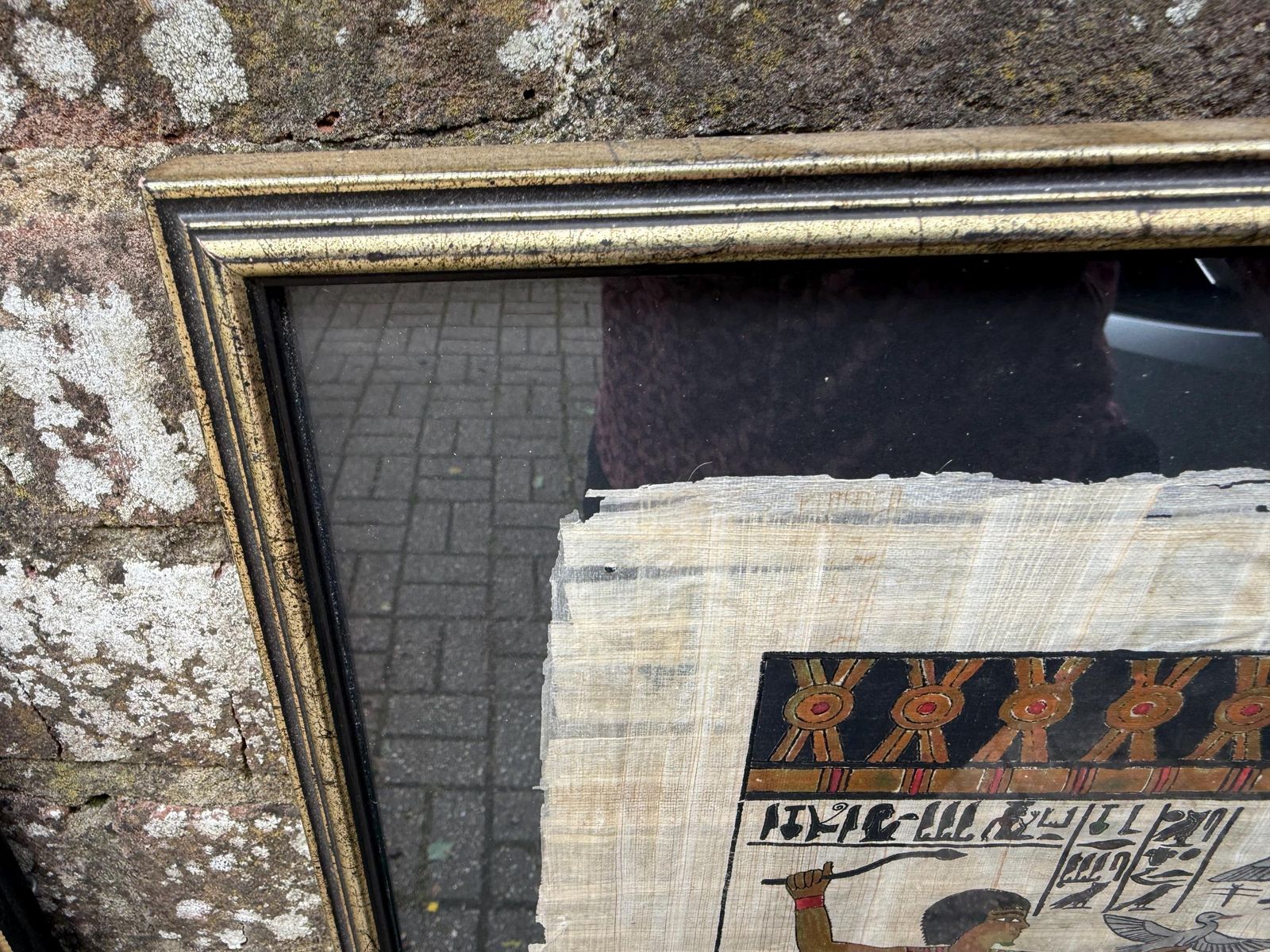 photo furniture Two Vintage Framed Papyrus Replicas   Pharaoh And Tomb Of Nebamum   Excellent Quality, Hand Painted Egyptian Vintage Art