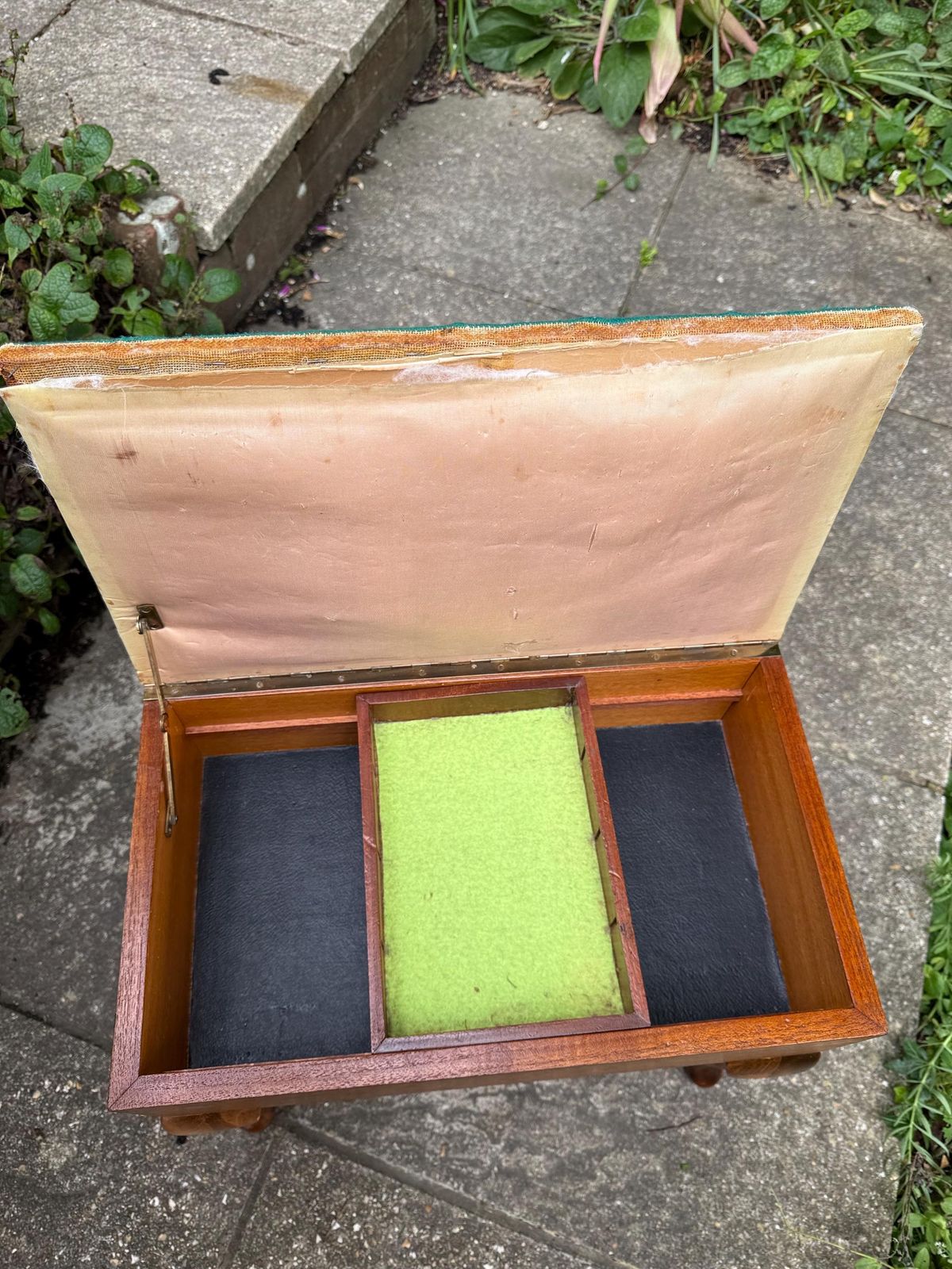 Vintage Retro Wooden Sewing Box Stool With Colourful Retro Needlepoint Top – Cabriole Legs & Internal Compartment   Sturdy Stool   1960s/70s photo 145.0