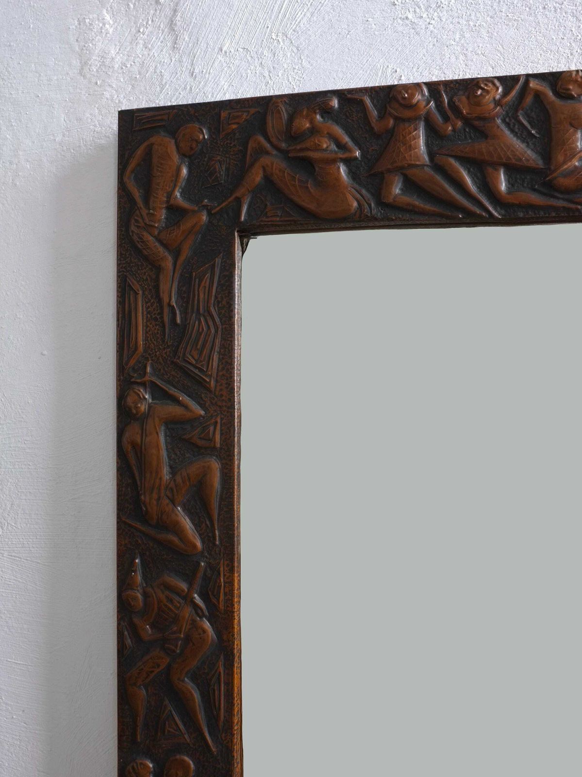 Copper Relief Wall Mirror | Bragalini Angelo Style | Italy | 1970s photo for sale