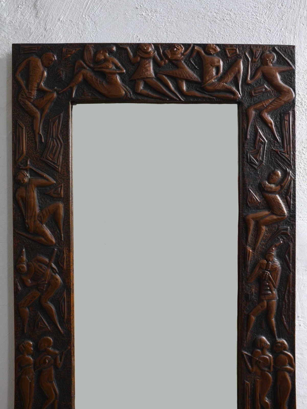 Copper Relief Wall Mirror | Bragalini Angelo Style | Italy | 1970s photo 1540.0