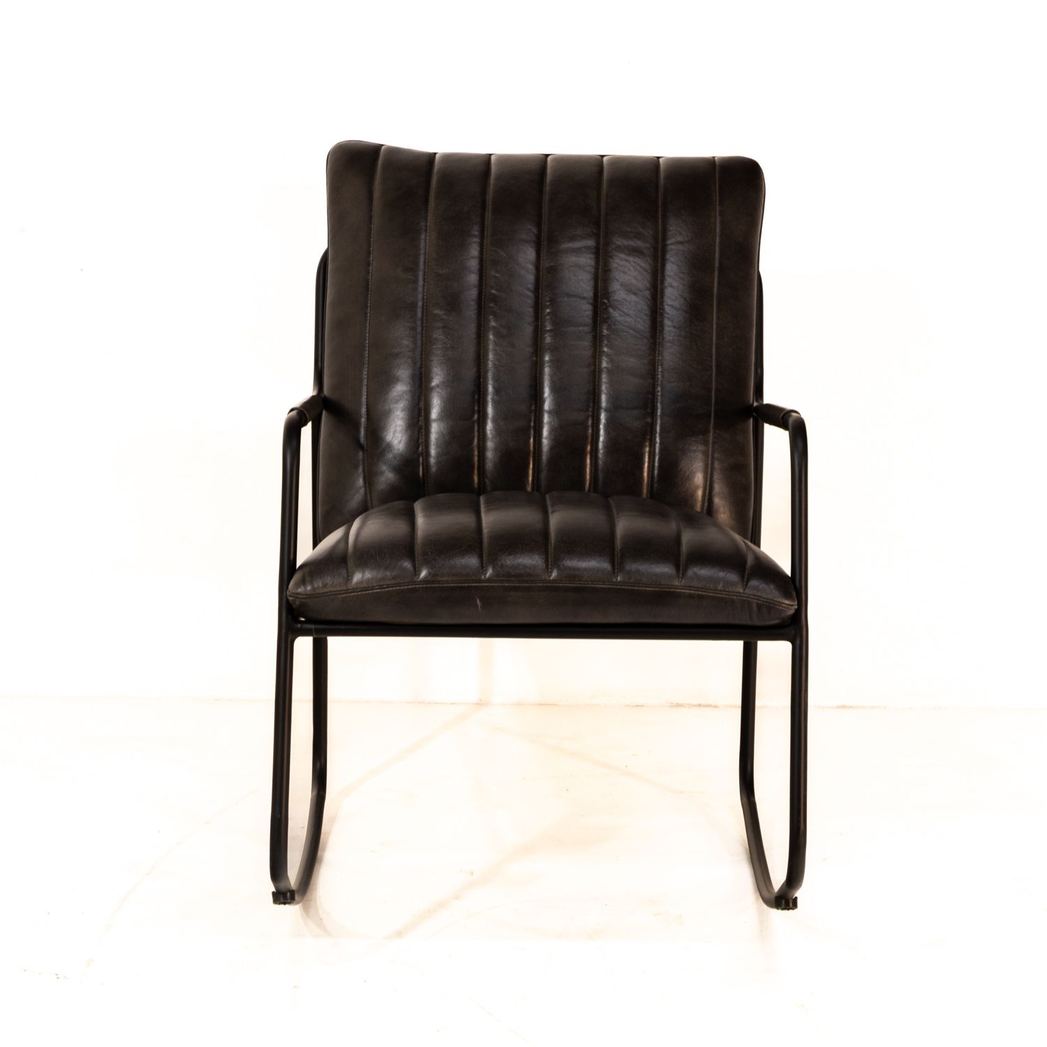 Leather And Iron Rocking Chair Mh 3035 Gry photo for sale
